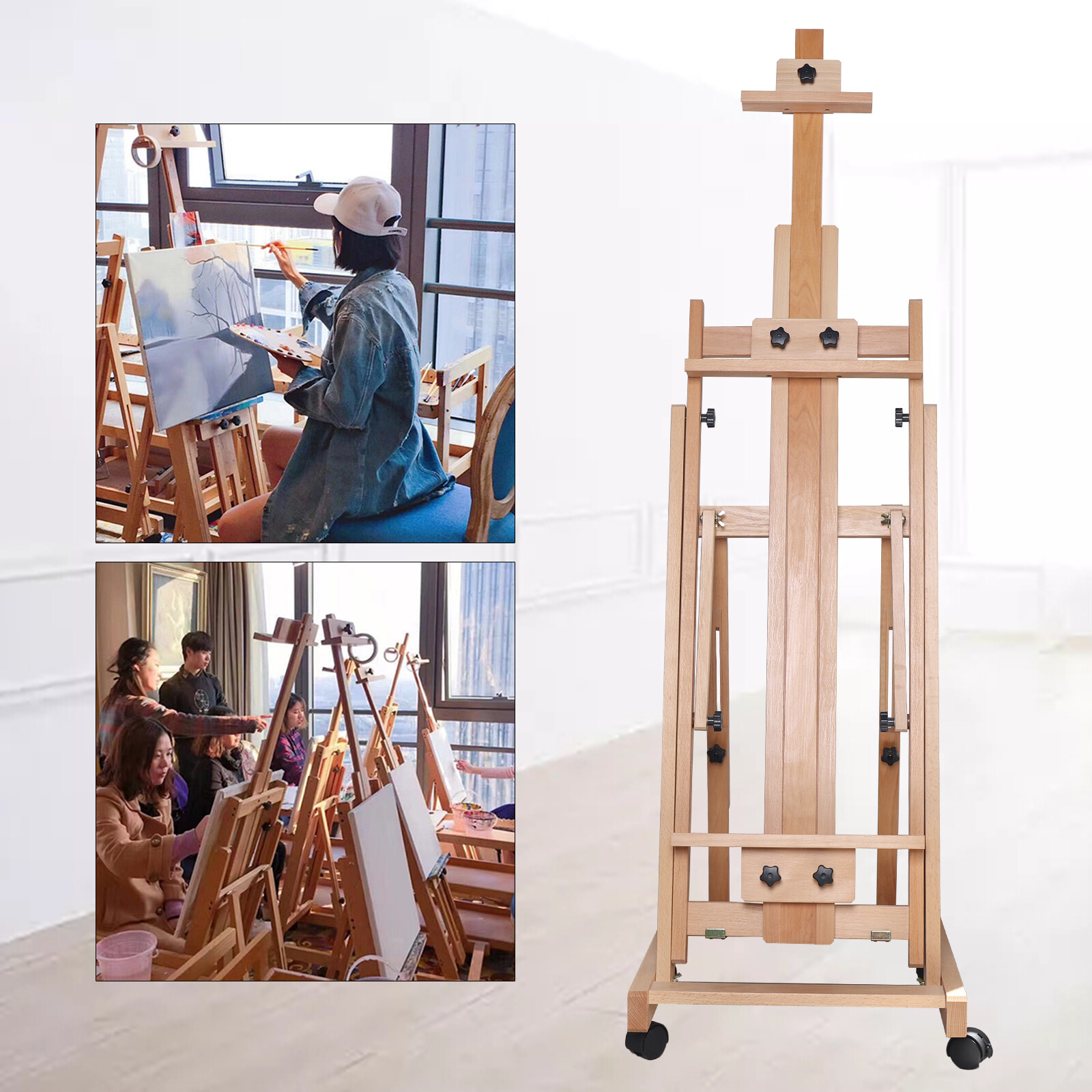 HeavyDuty Studio Artist Easel Large H-Frame Wood Painting Art Easel Standing !