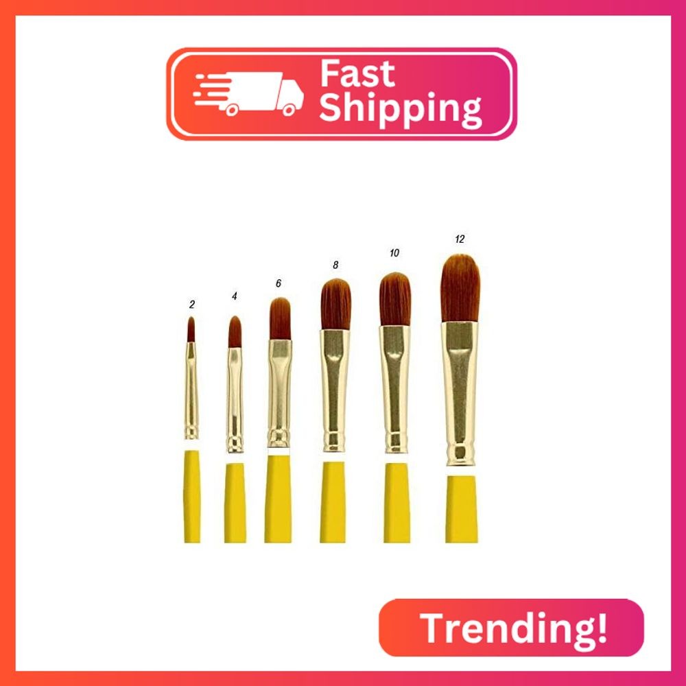 Creative Mark Qualita Golden Taklon Short Handle Paint Brush for Acrylics, Oils,