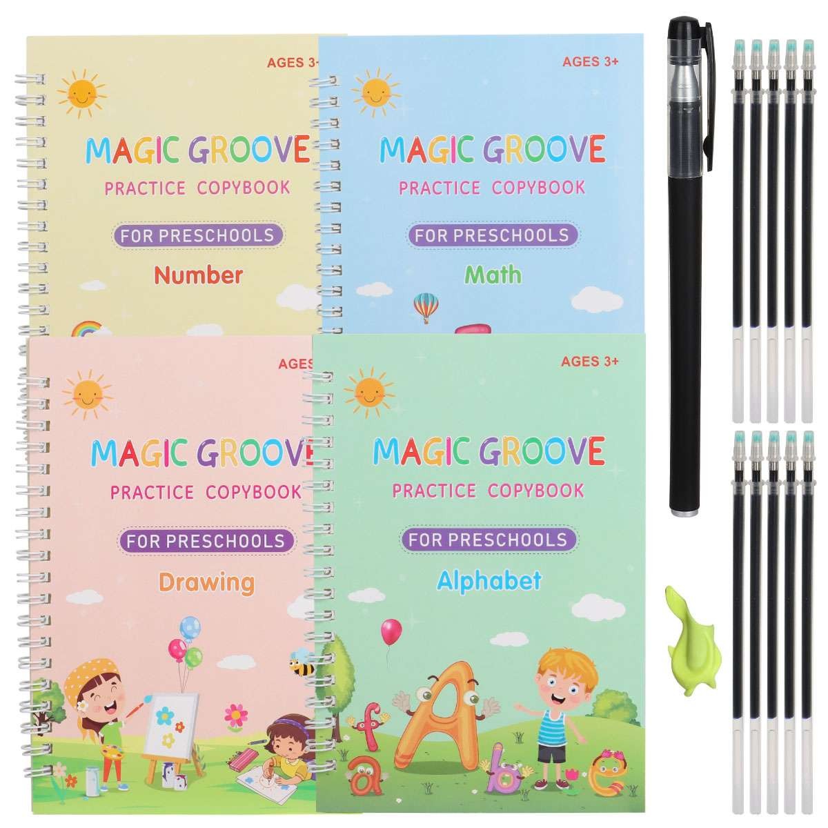 32Pcs Magic Practice Copybook Groove Children Reusable English Writing Book kids