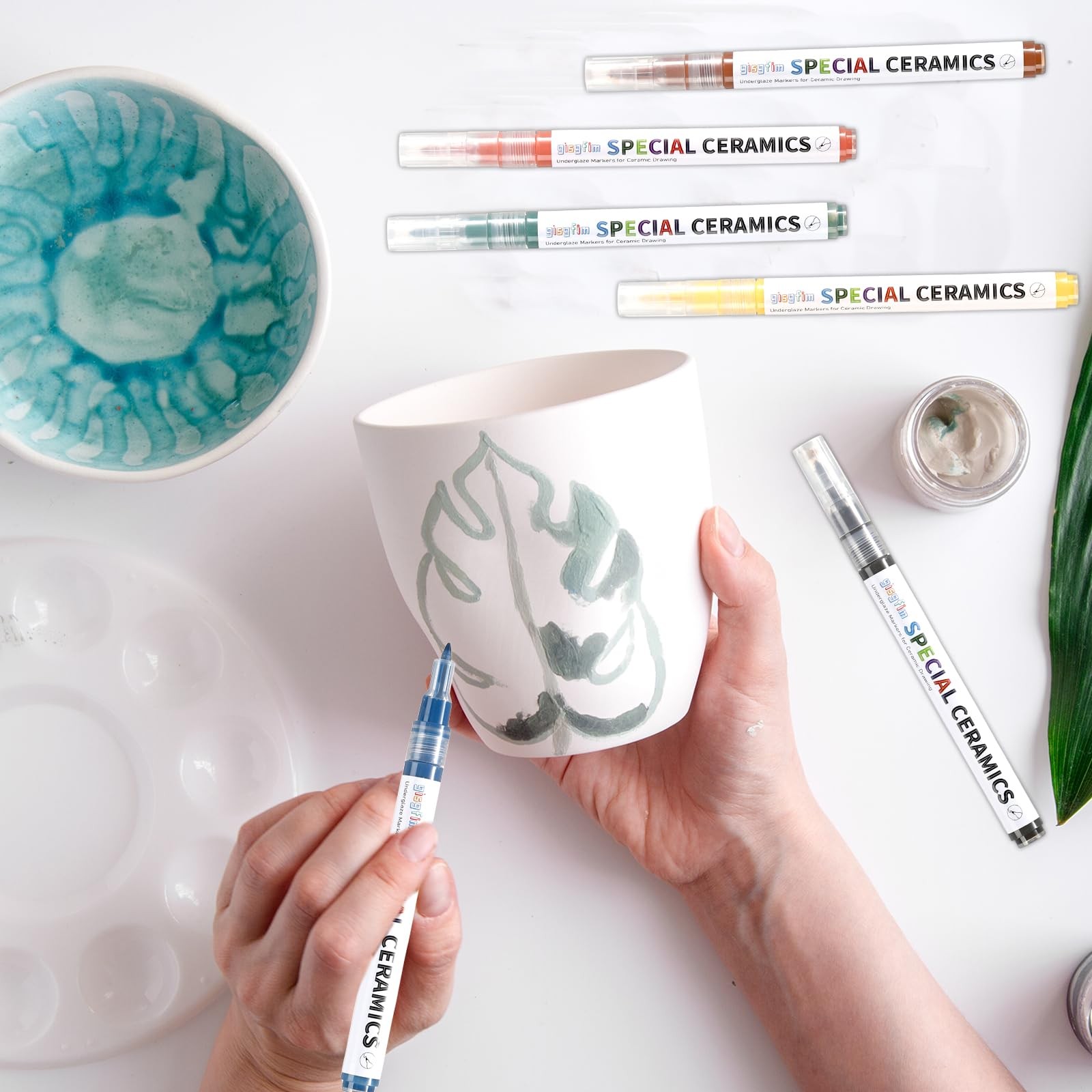 6 Pcs Underglaze Colored Pen Sets for Ceramics Porcelain Pottery Diy