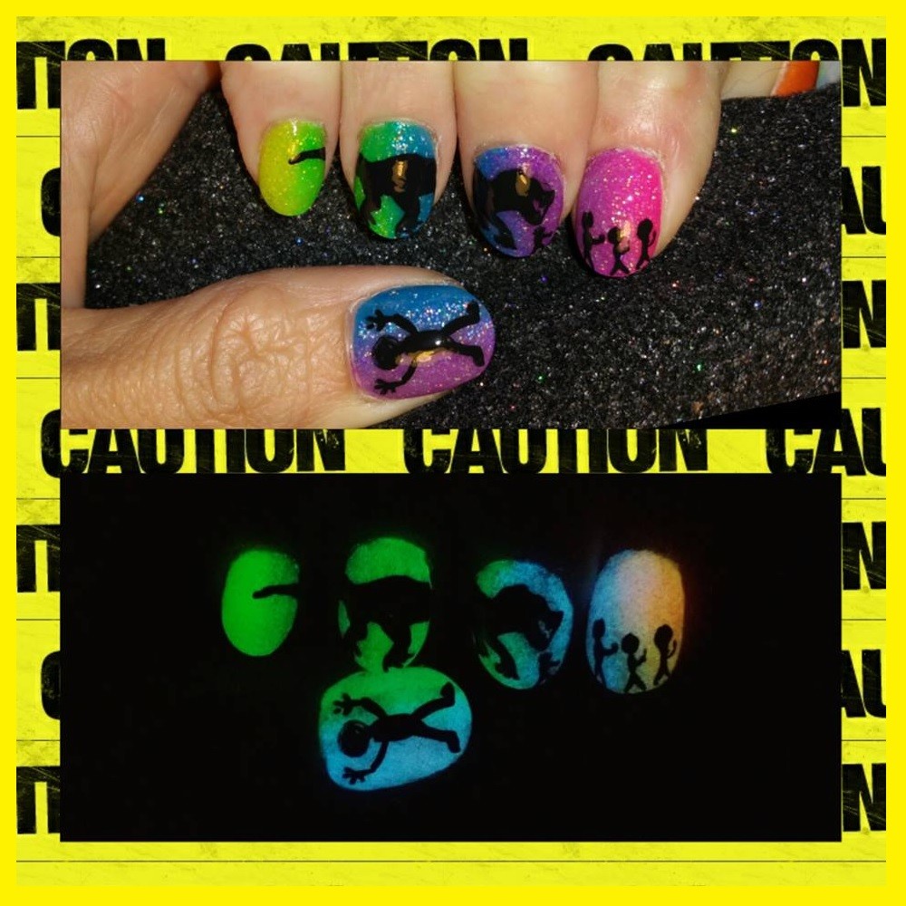 6 Neon Glitters, 4x Visible Glow in the Dark Powder Stars Moons FREE UV KEYRING
