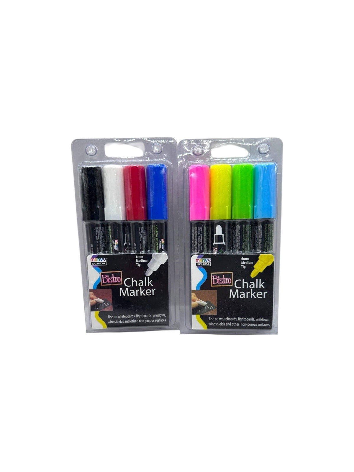 (2) Marvy Uchida Bistro Chalk Marker 4/Pk Colors Broad Tip Office School Art