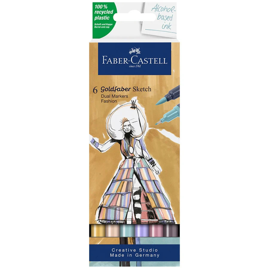 Faber-Castell Goldfaber Fashion Sketch Dual Markers Set of 6 Colours Pens