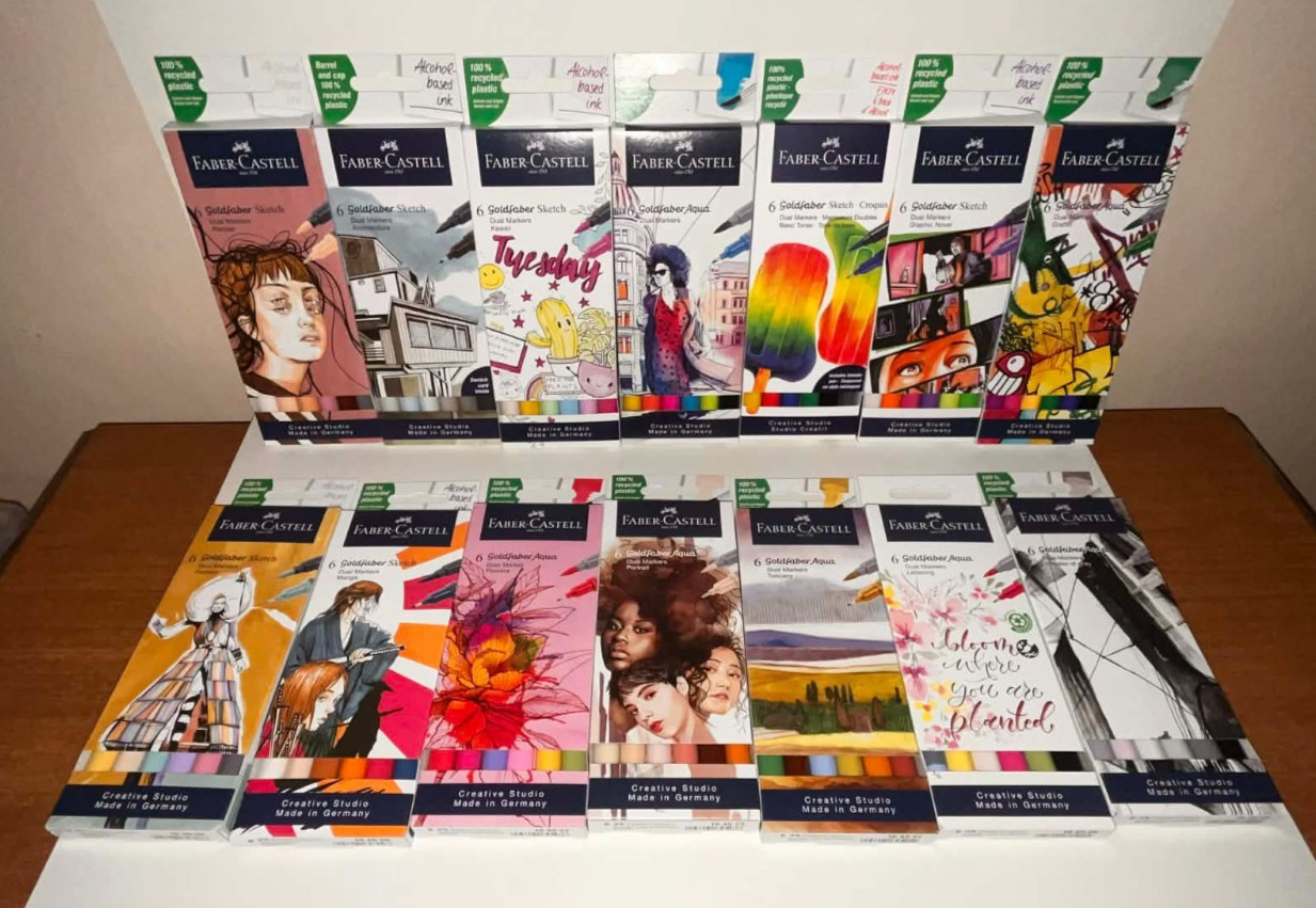 Lot of 14x Faber-Castell 6-Packs Goldfaber Sketch Dual Marker Sets = 84 Markers