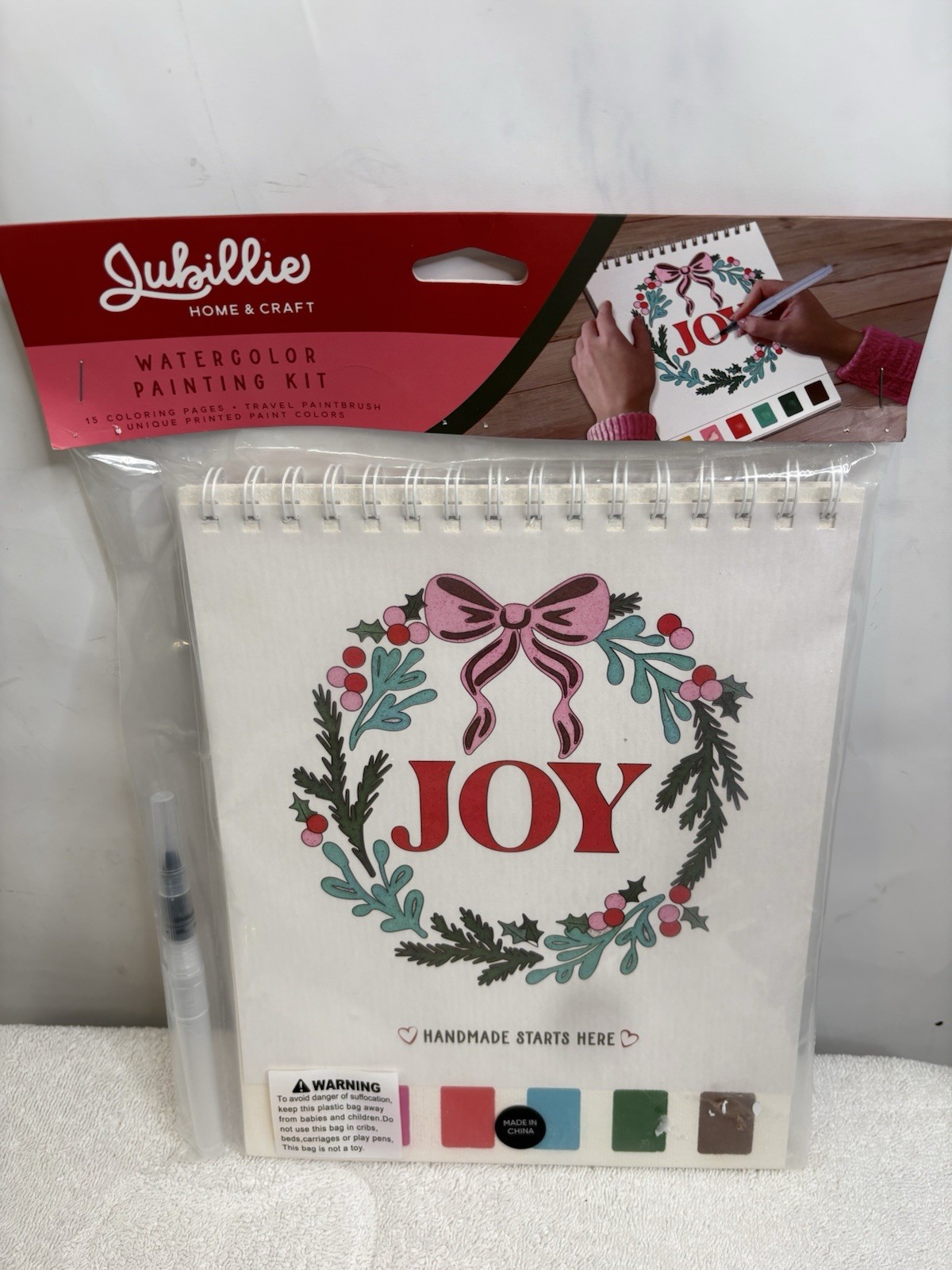 Jubillie Home & Craft Watercolor Painting Kit 15 Coloring Pages Paintbrush/Palet