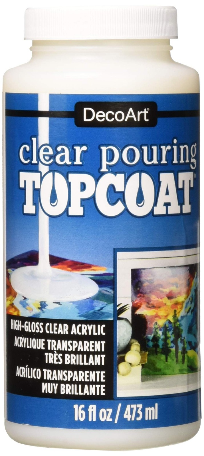 DS134 Clear Pouring TopCoat High Gloss Glaze 16 fl oz / 473 ml for Crafts