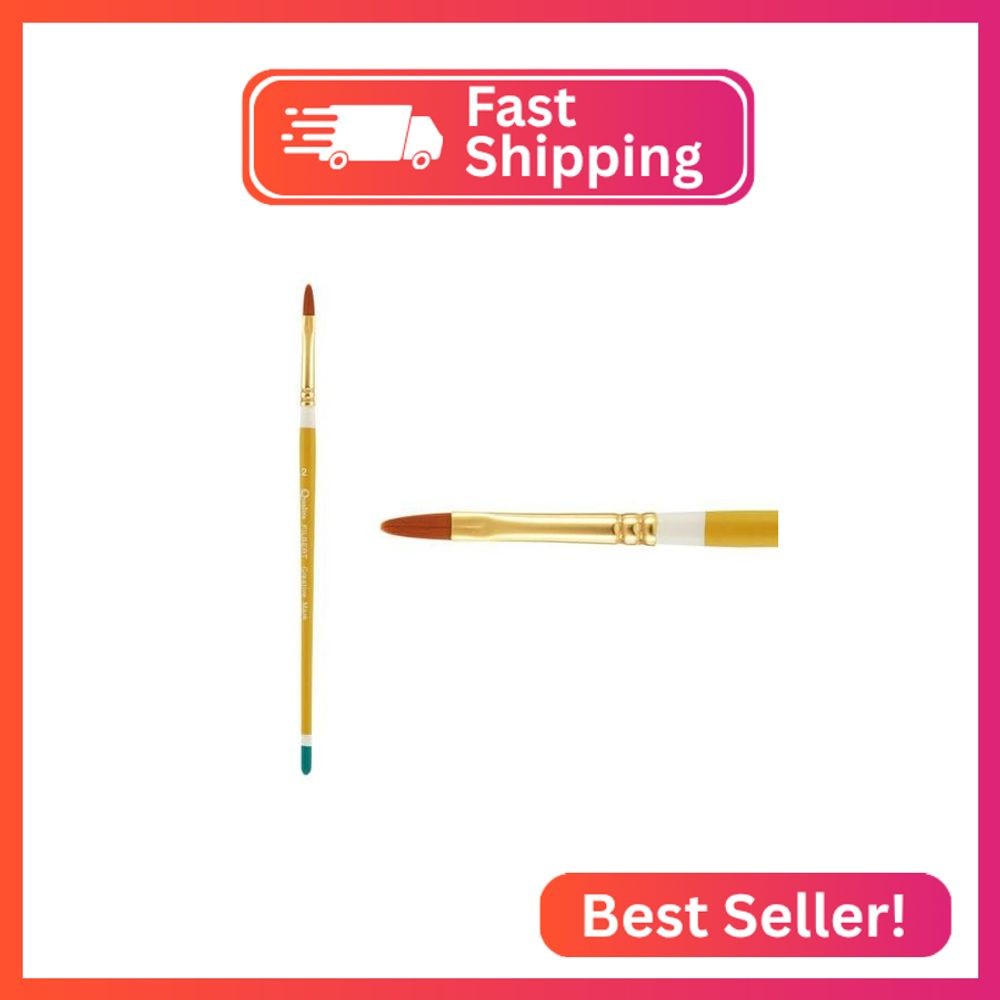 Creative Mark Qualita Golden Taklon Short Handle Paint Brush for Acrylics, Oils,