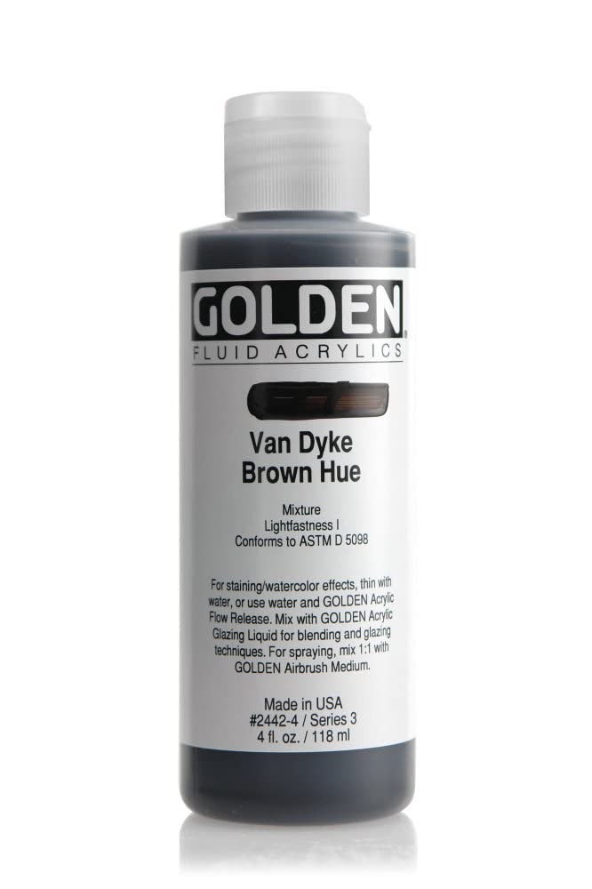 Fluid Acrylic 4 oz Bottle Van Dyke Brown Professional Art Painting Supplies