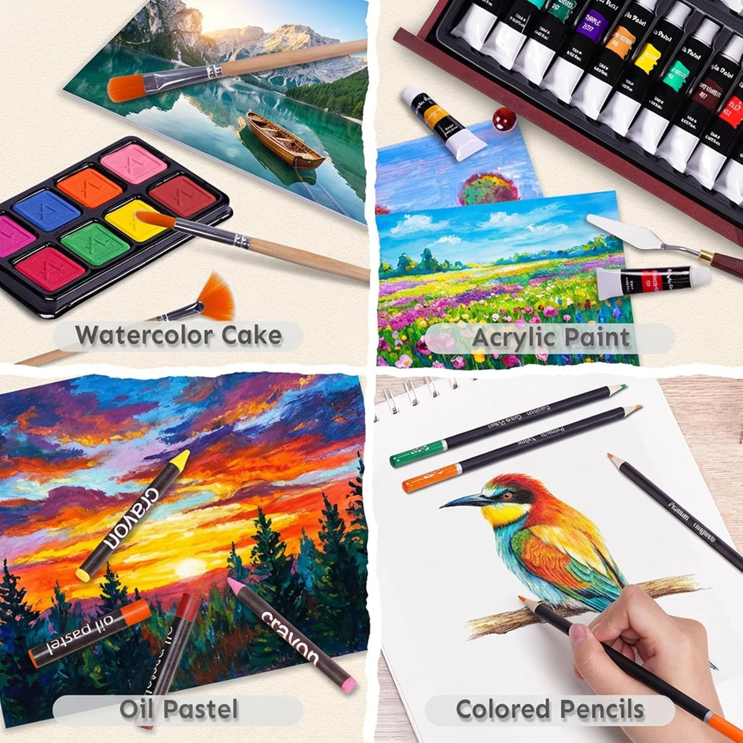 Art Supplies, 175-Pack Deluxe Art Set Drawing Painting Kit with 2 Drawing Pads,