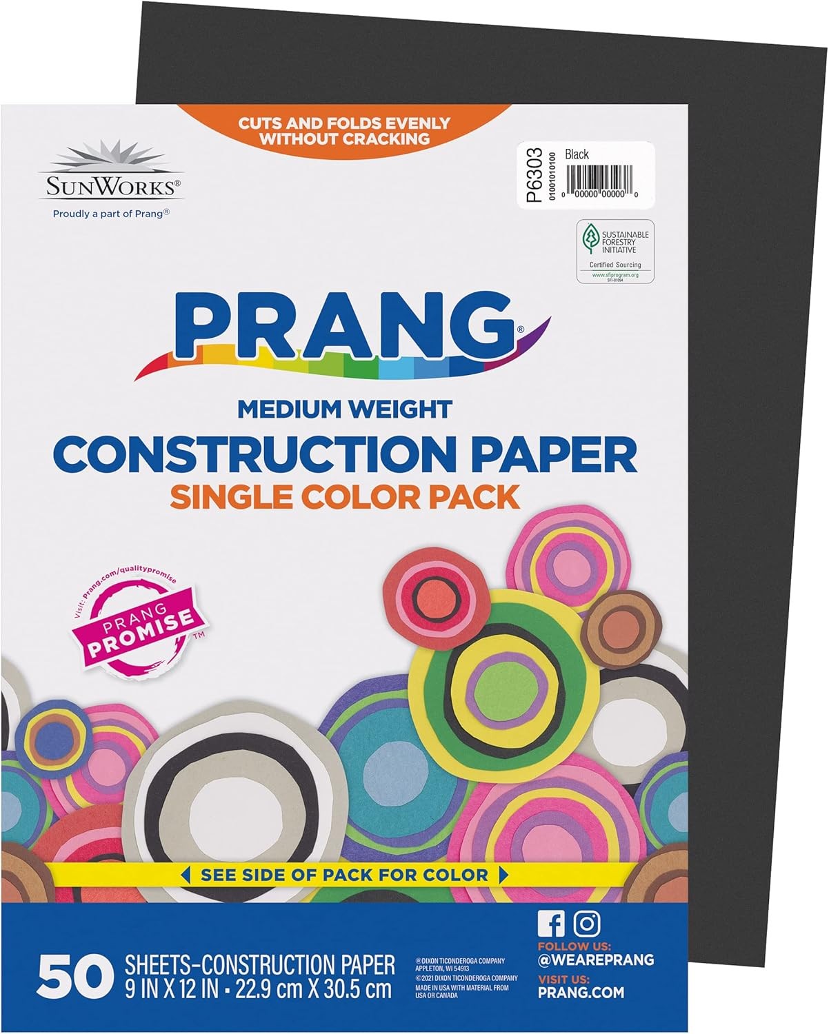 Prang Formerly SunWorks Construction Paper, Black, 9″ x 12″, 50 Sheets