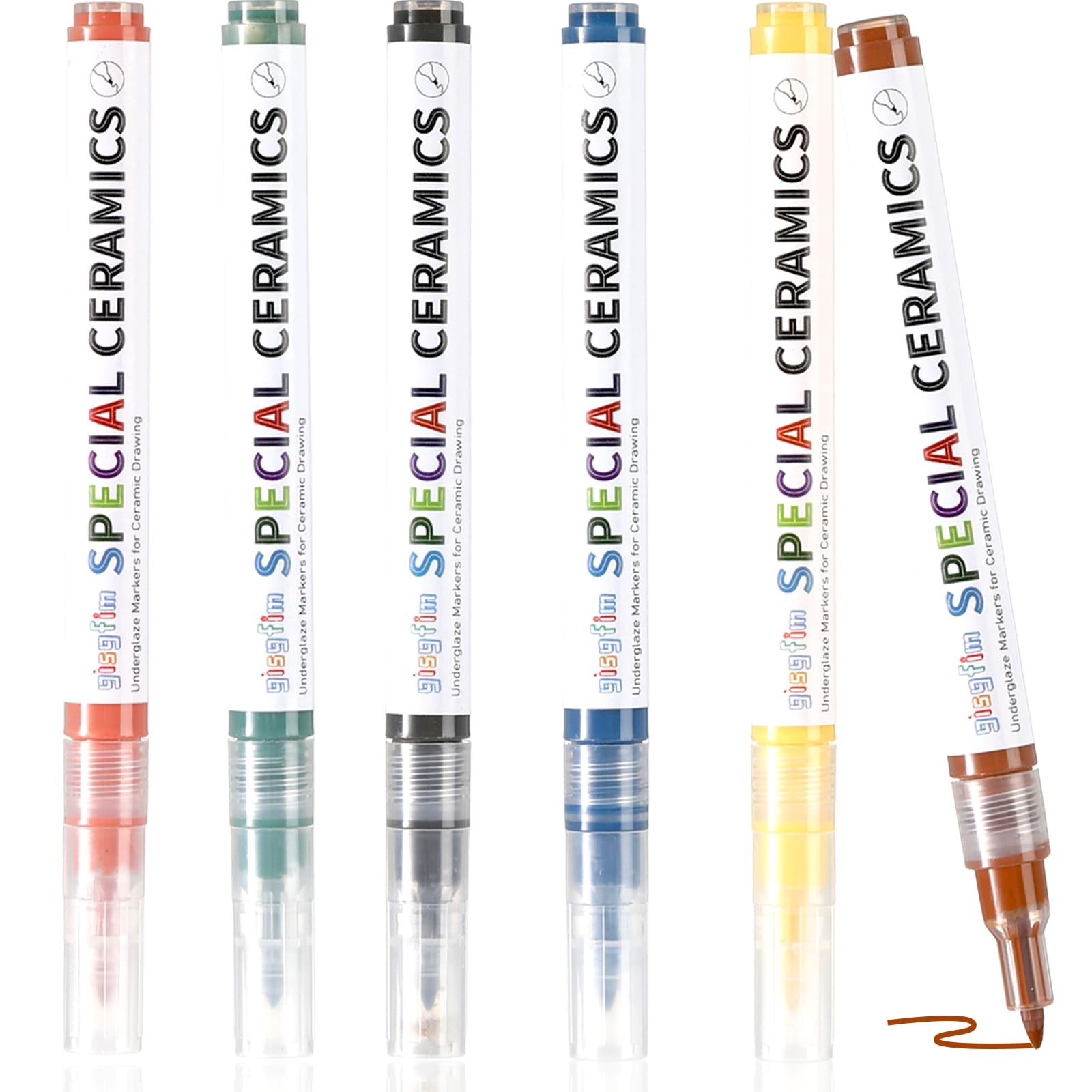 6 Pcs Underglaze Colored Pen Sets for Ceramics Porcelain Pottery Diy