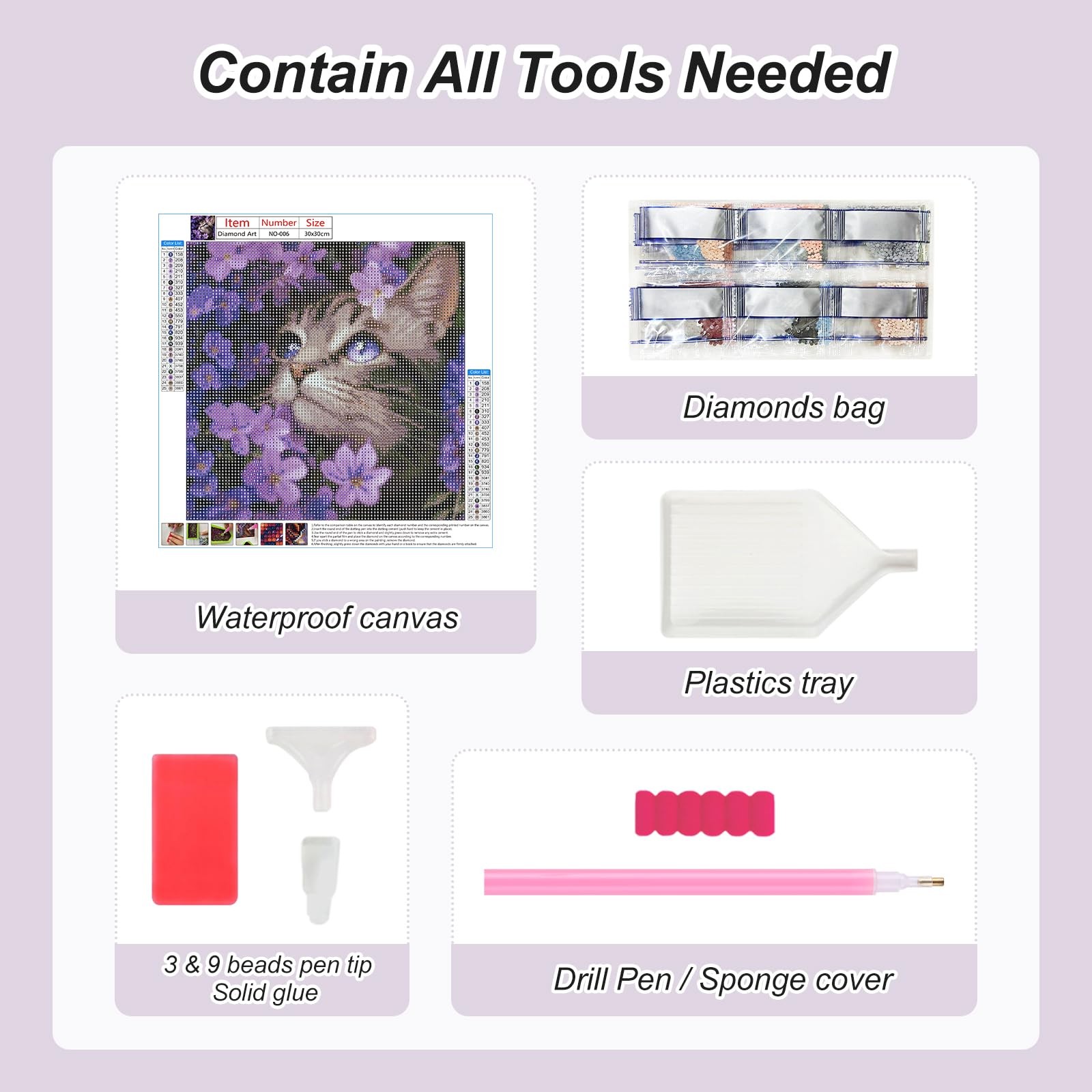 Cat Diamond Art Kits for Adults – 5D Full Drill Round Diamond Painting Kit fo