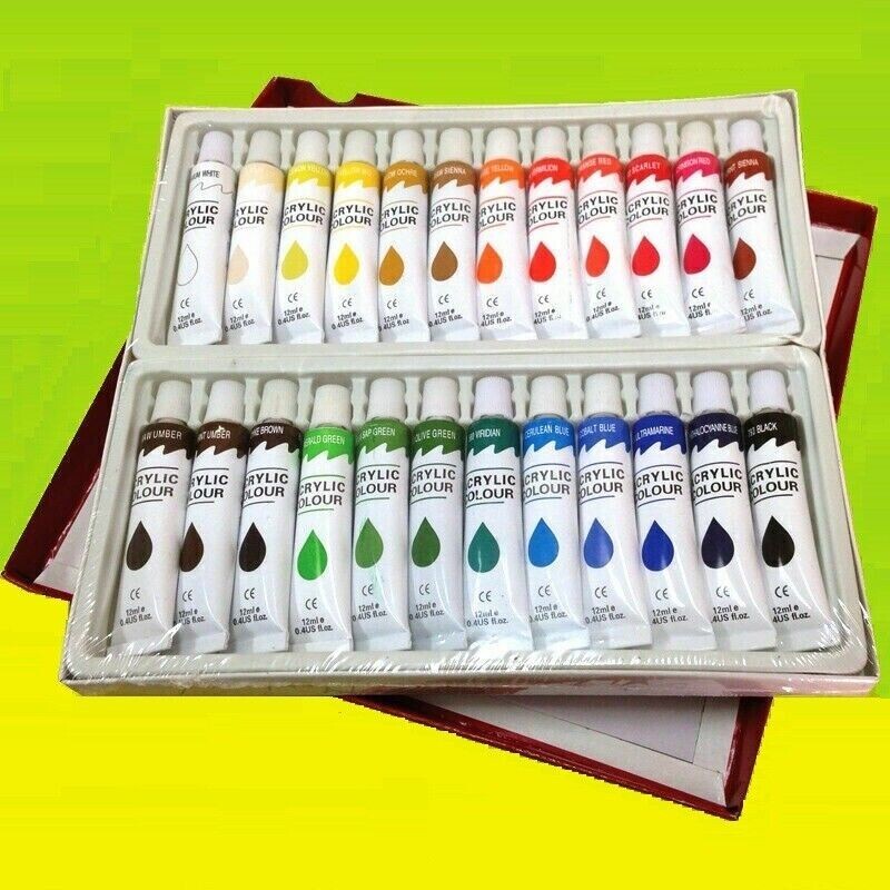 24 PC ACRYLIC Paint Set Professional Color Painting 12ml Tubes high quality.