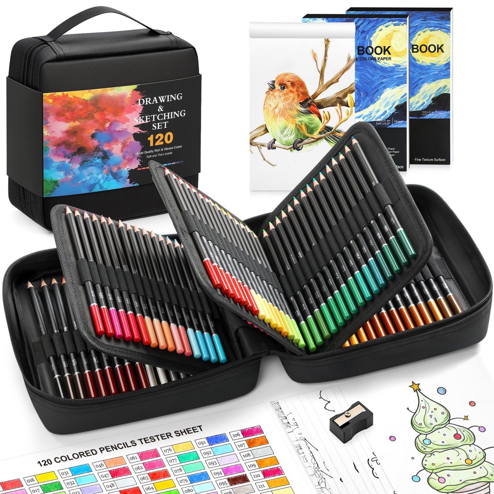 120 Pack Soft Core Oil Colored Pencils for Adult Coloring Books & Art w/Case