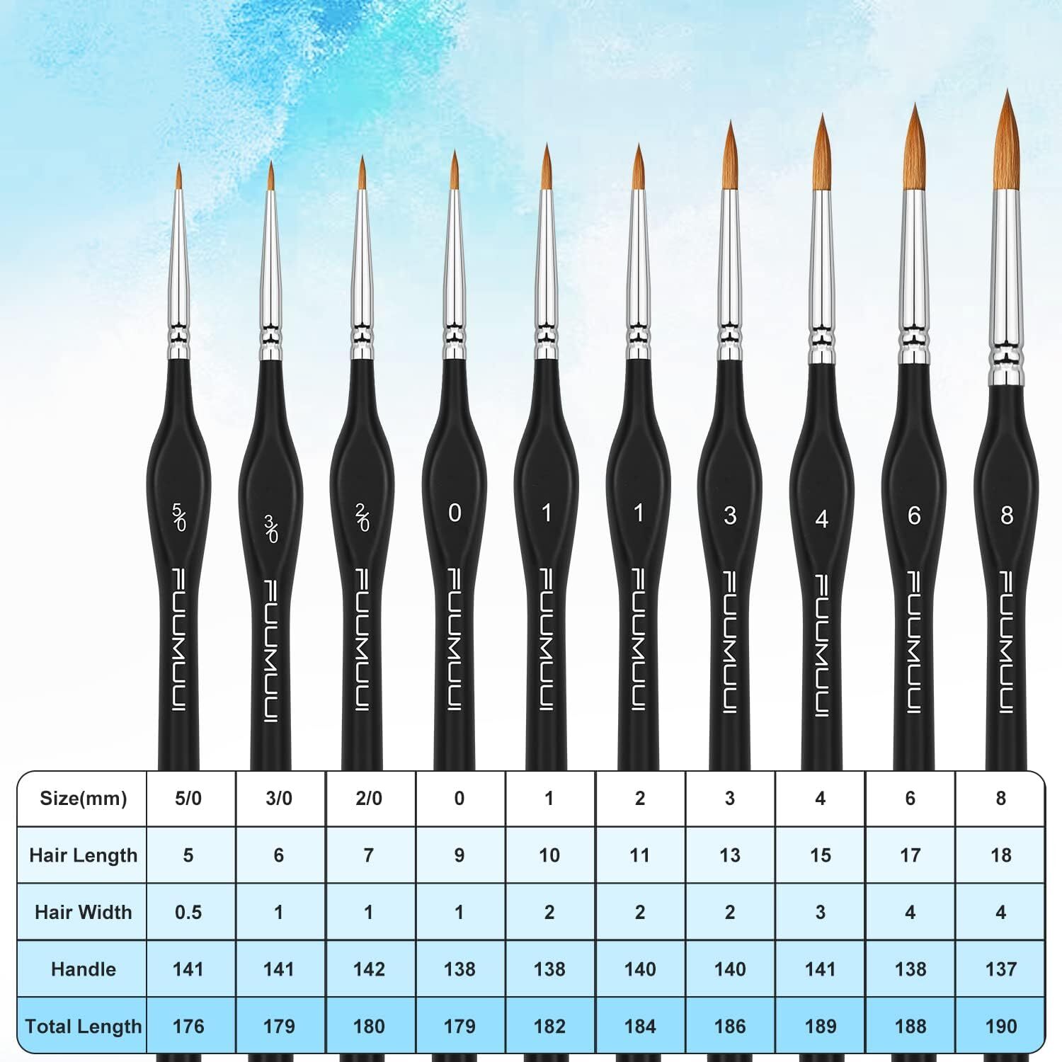 Pinceles De Acuarela Kolinsky Sable, Juego De 10 Pinceles De Pintura Con Deta…