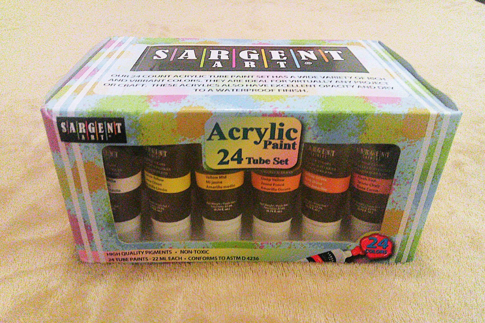 Sargent Art Acrylic Paint 24 Tube Set Non-Toxic High-Qualit Pigments – Free Ship