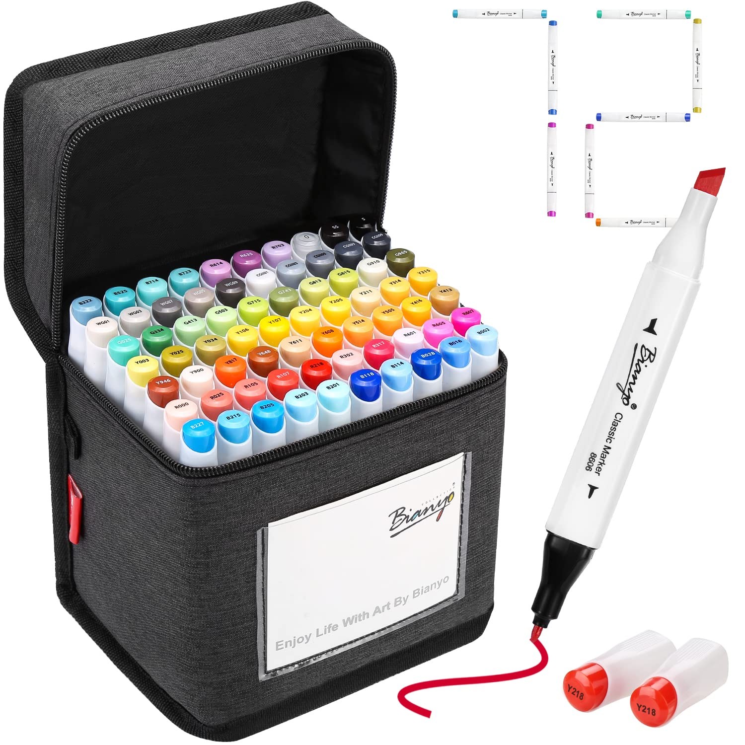 Bianyo 72 Colors Alcohol Markers Set, Dual Tip Art Markers with Bullet Chisel