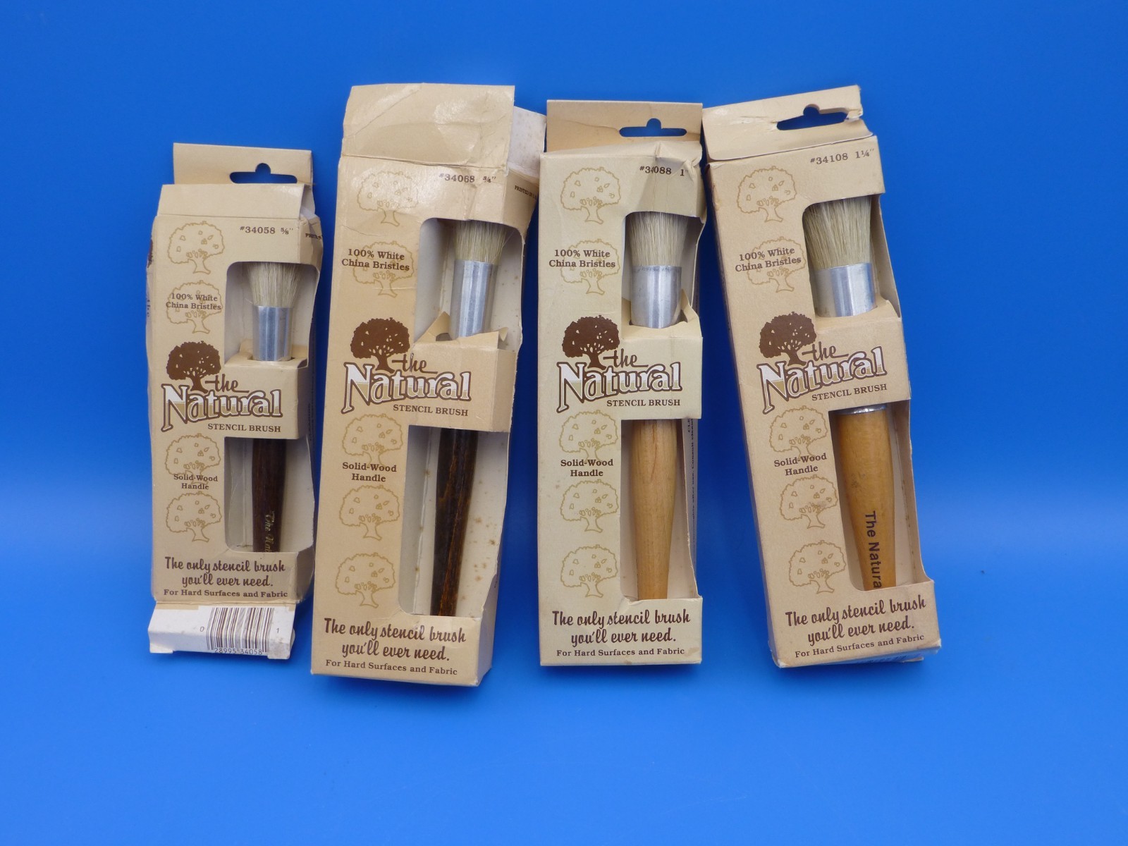 lot of 4 Plaid Enterprises The Natural Stencil Brush 100% White China Bristles