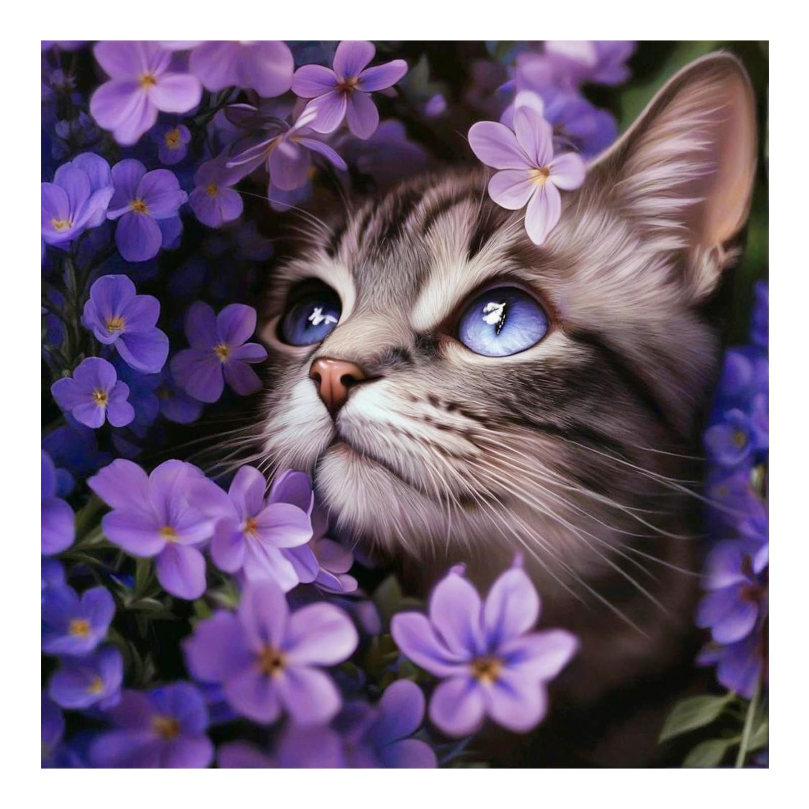 Cat Diamond Art Kits for Adults – 5D Full Drill Round Diamond Painting Kit fo
