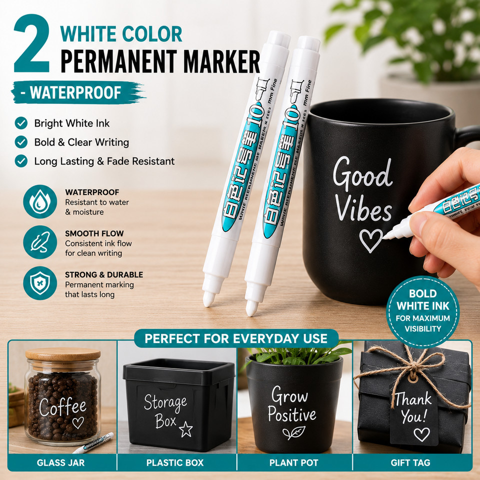 2x White Liquid Chalk Pen Marker For Glass Windows CRAFT Plastic Pens UK SELLER