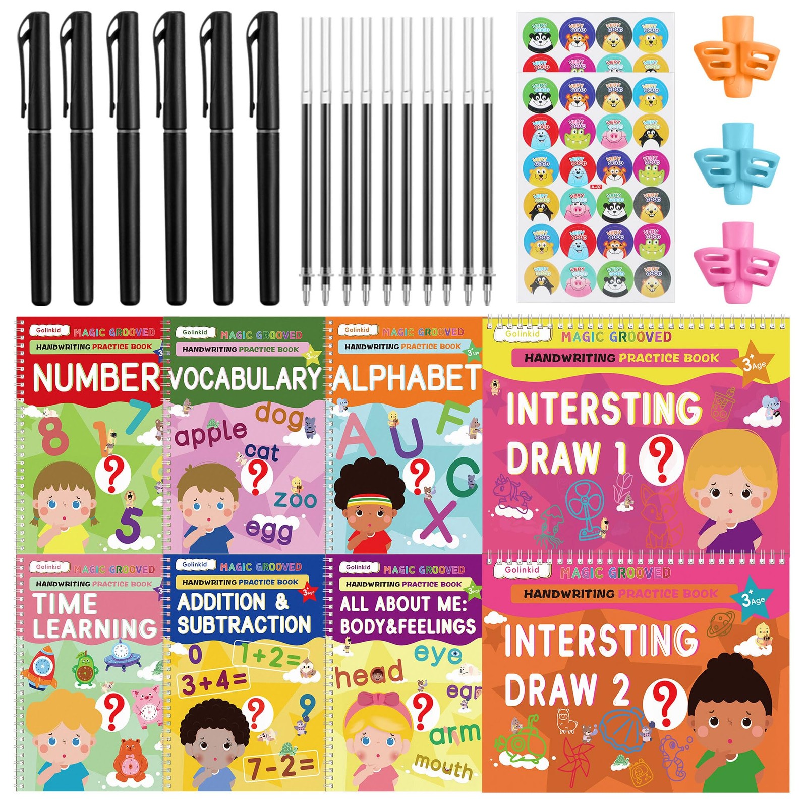 Magic Grooved Writing Practice, grooved Handwriting Practice for Kids 8 Books…