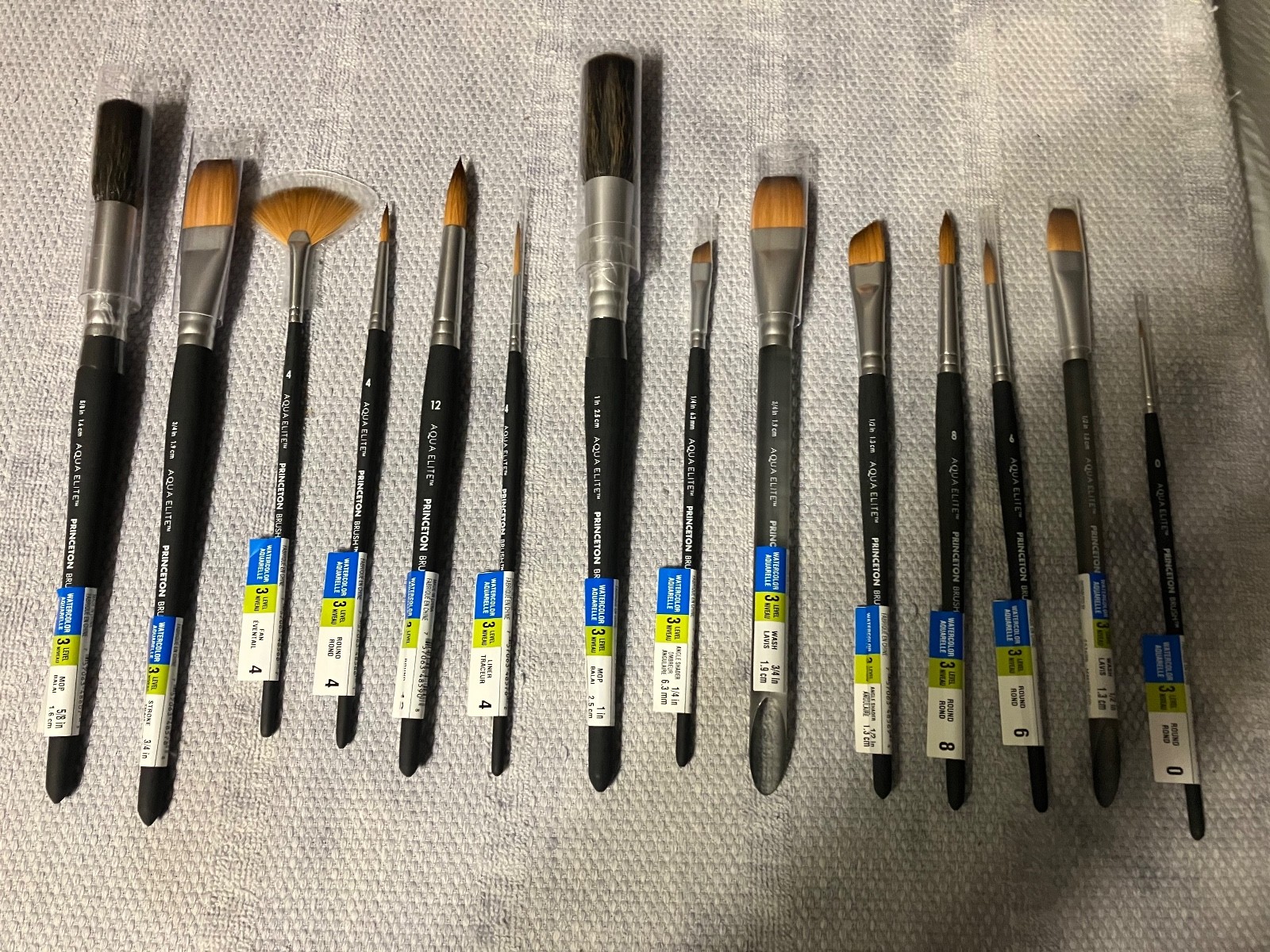 (14)Aqua Elite Princeton Watercolor brushes lot of 14 different quality brushes