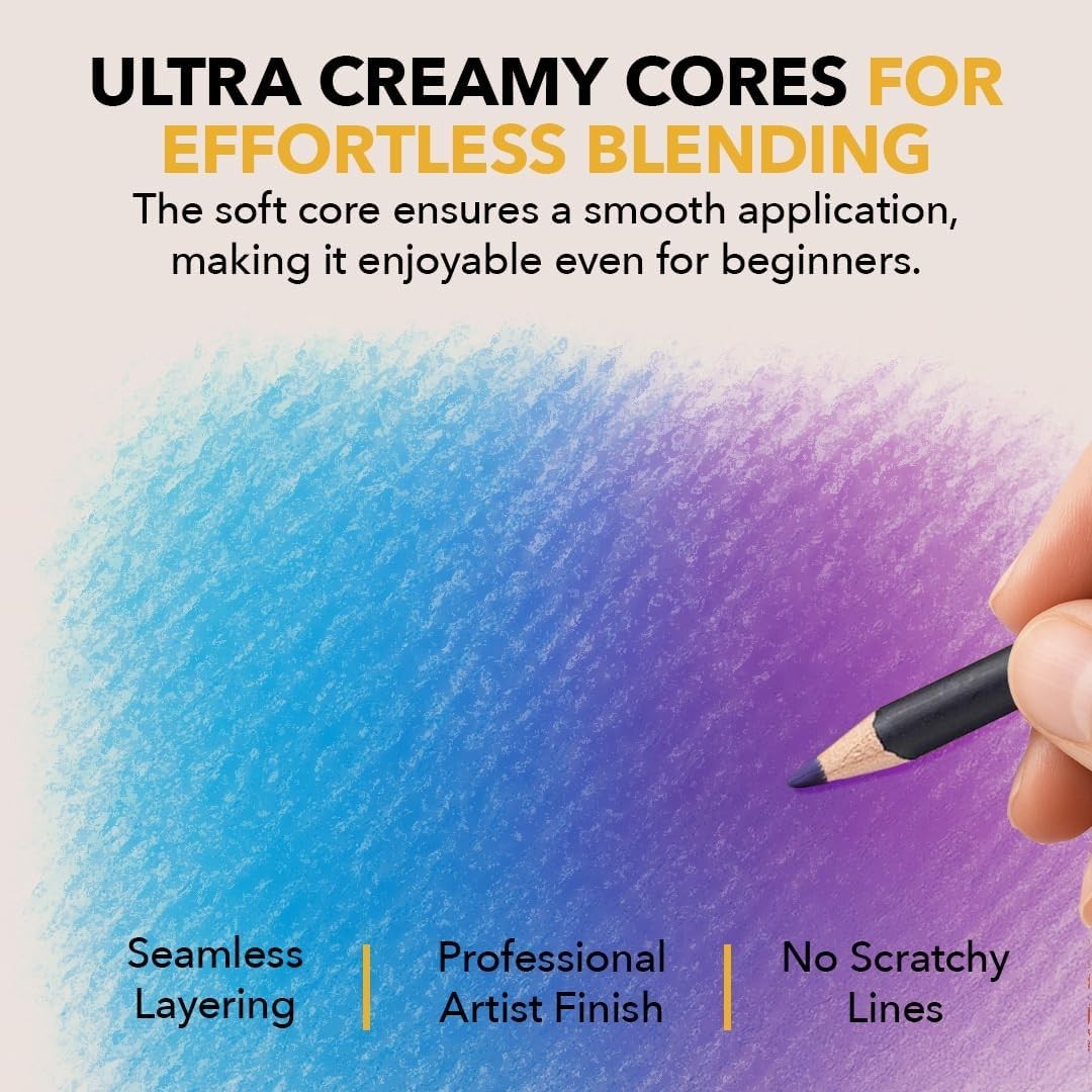 Professional Quality Colored Pencils Set for Sketching, 72 Soft Core Colors