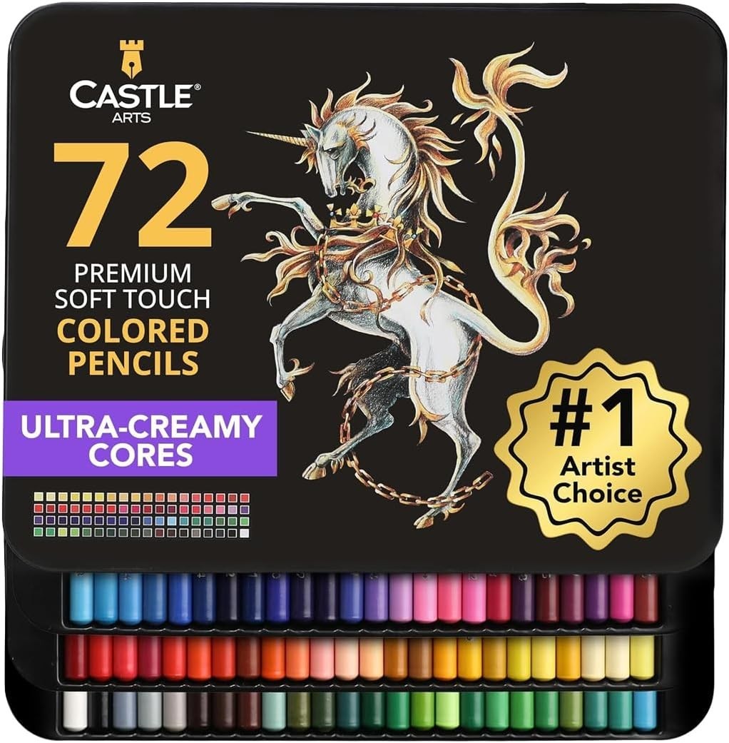 Professional Quality Colored Pencils Set for Sketching, 72 Soft Core Colors