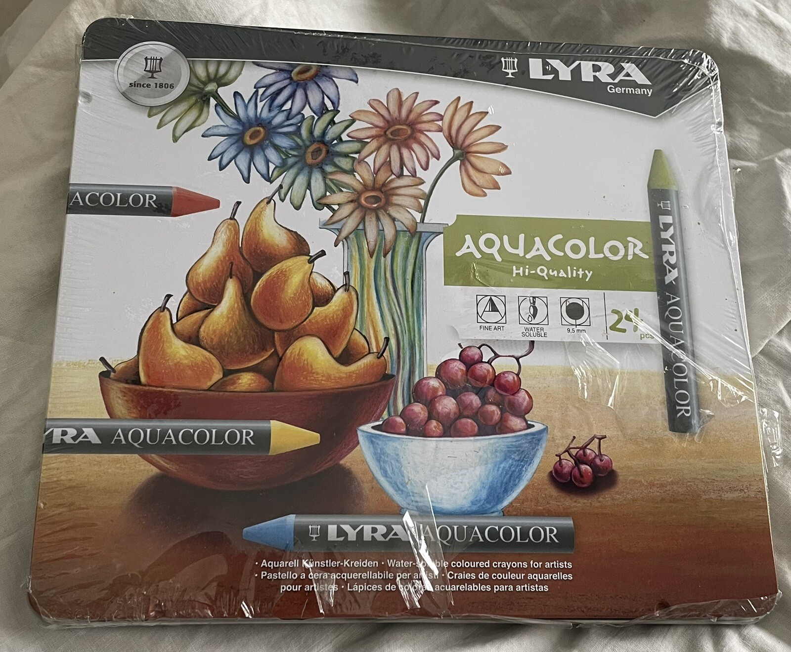 24 LYRA Aquacolor Water-Soluble Pastels Crayons Watercolor New sealed Germany