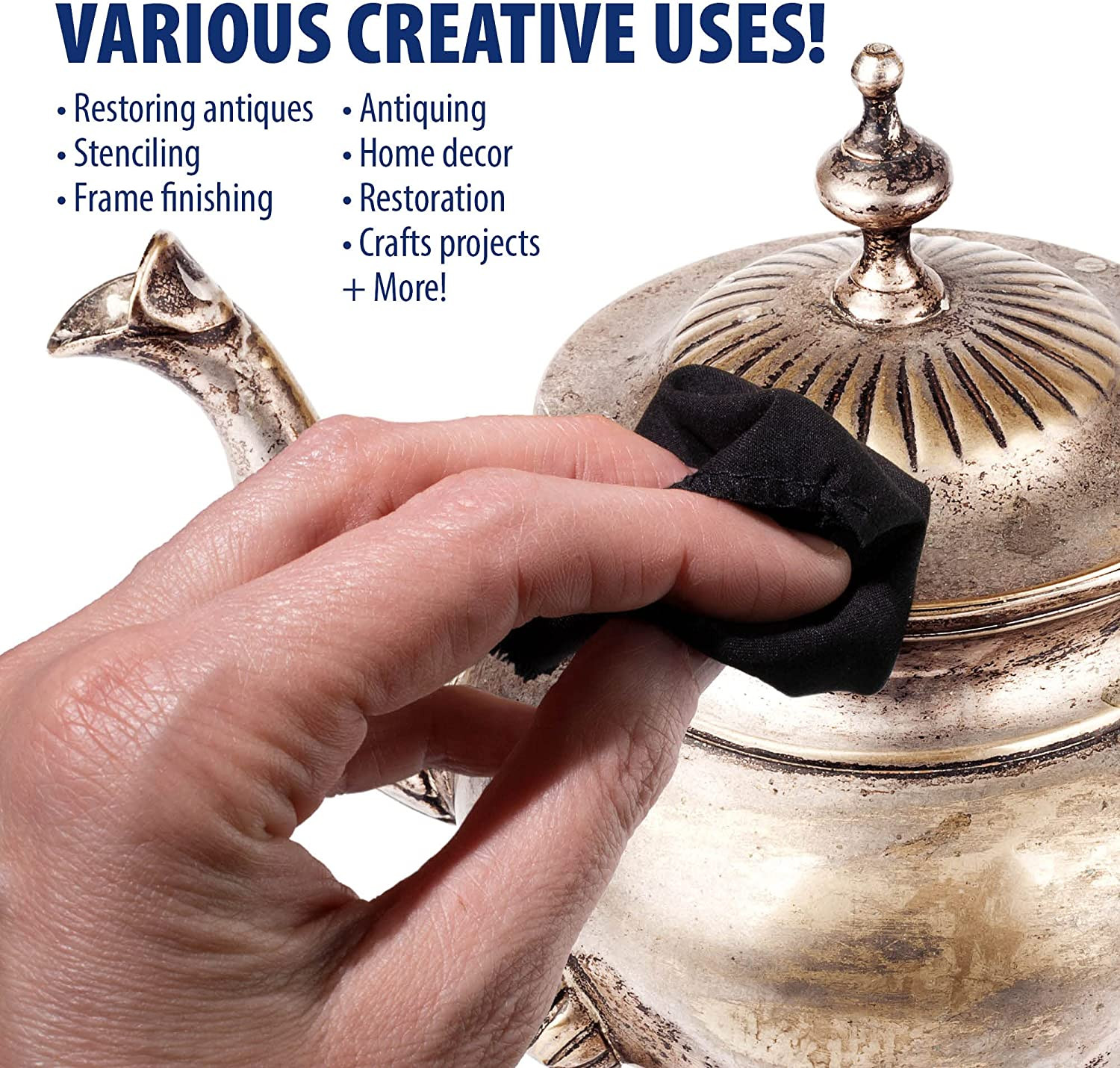 Rub N Buff Wax Metallic Finish Grey Kit – Ebony Silver Leaf and Pewter 15