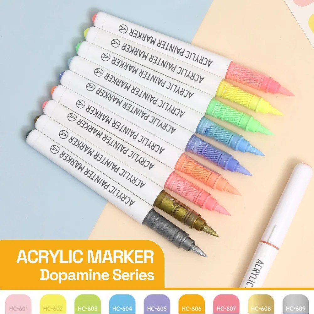 9 Colors Auto Ink Acrylic Paint Markers, Acrylic Art Permanent Markers Pen