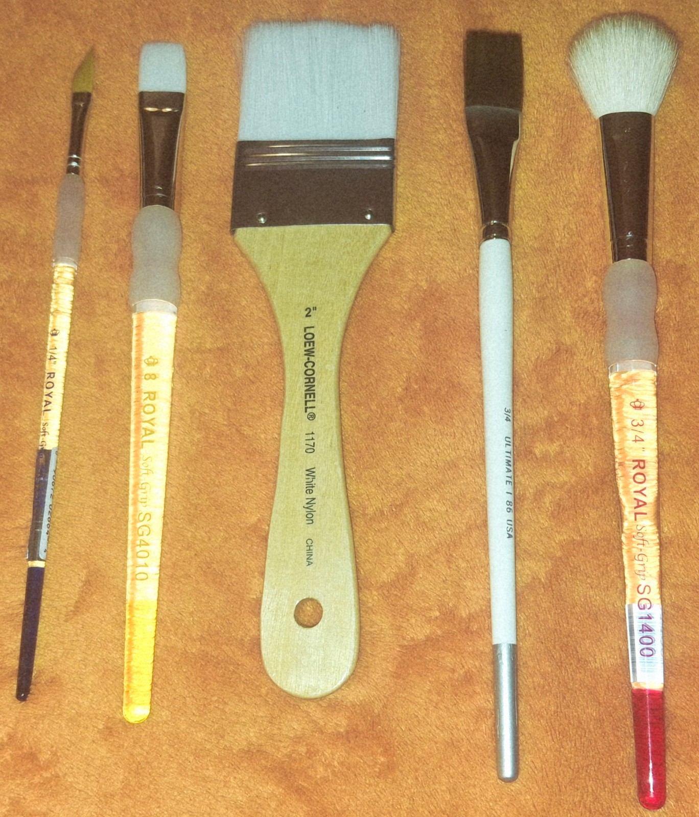 Lot of 5 NEW Artist Brushes watercolor acrylic flat mop dagger short Royal LOOK