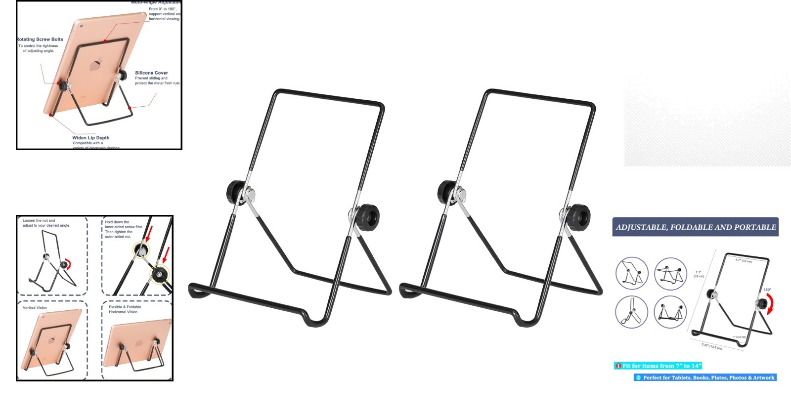 Folding Iron Display Stand with Adjustable Angles – Perfect for Photos & Tablets