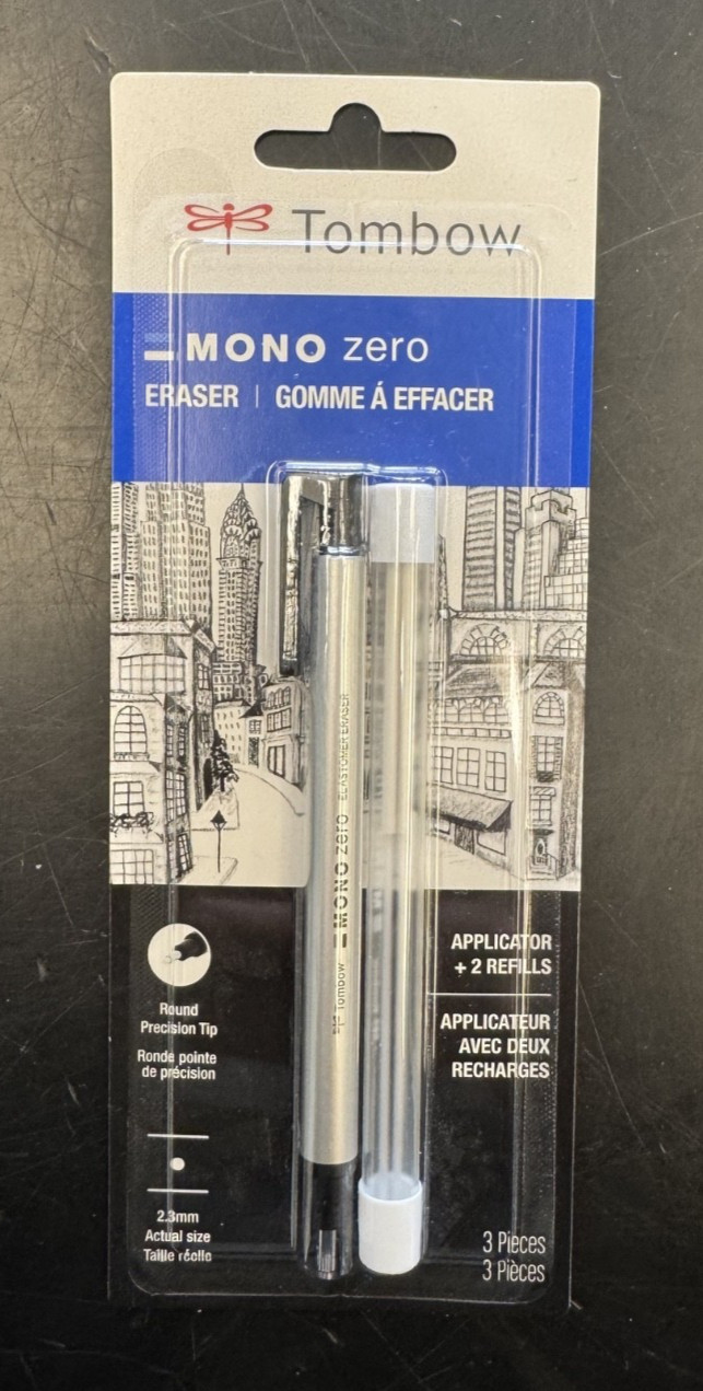 Tombow 57315 MONO Zero Eraser Value Pack, Round, Gray,black