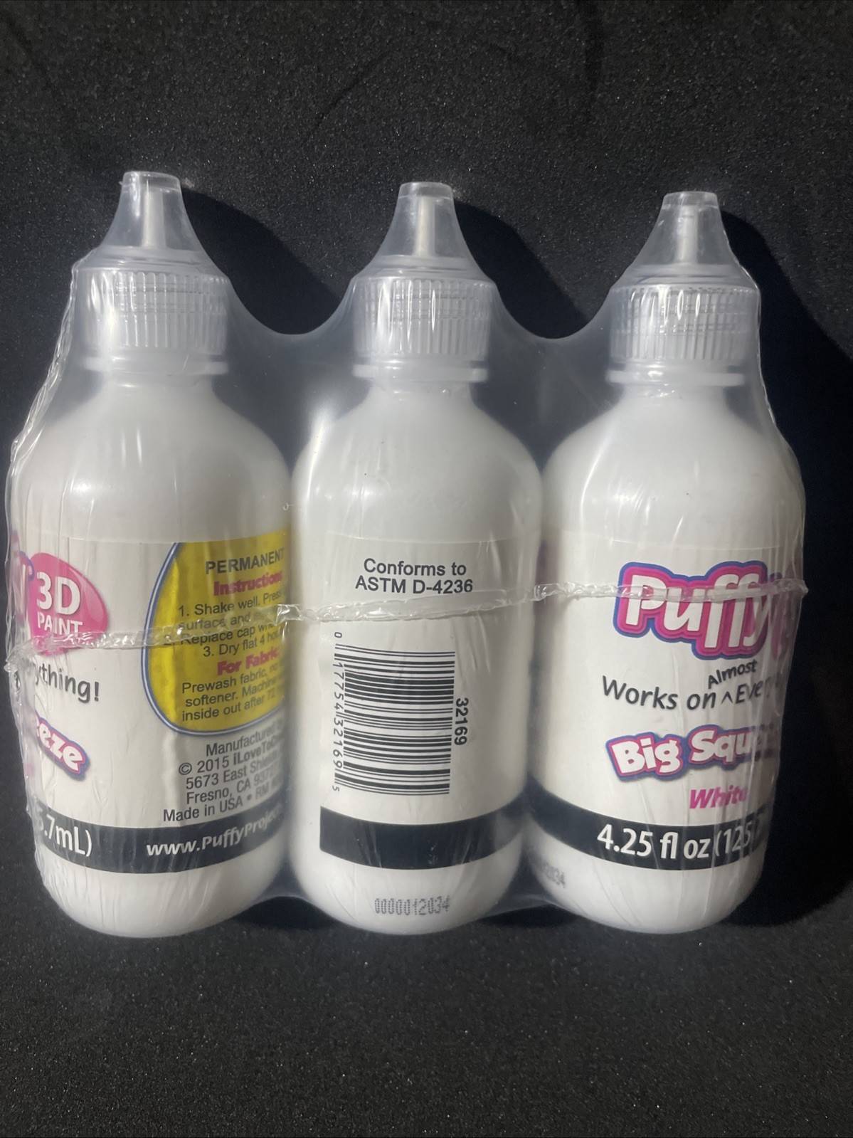 NEW!! 3D Puffy Paint White 4.25 fl oz 3 pack