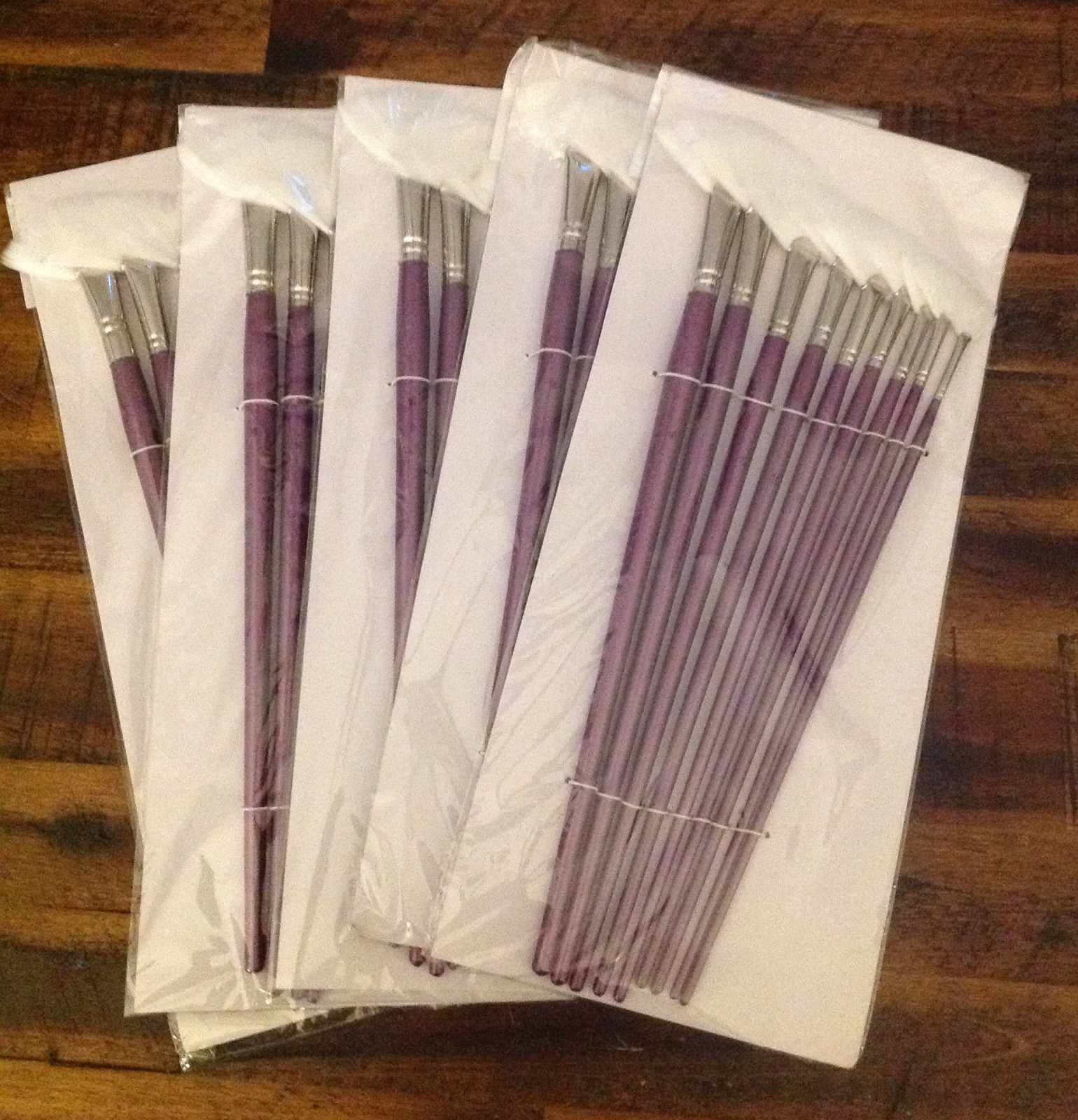 White Synthetic Hair Fan Style Paint Brush Set 9pcs – 5 Sets