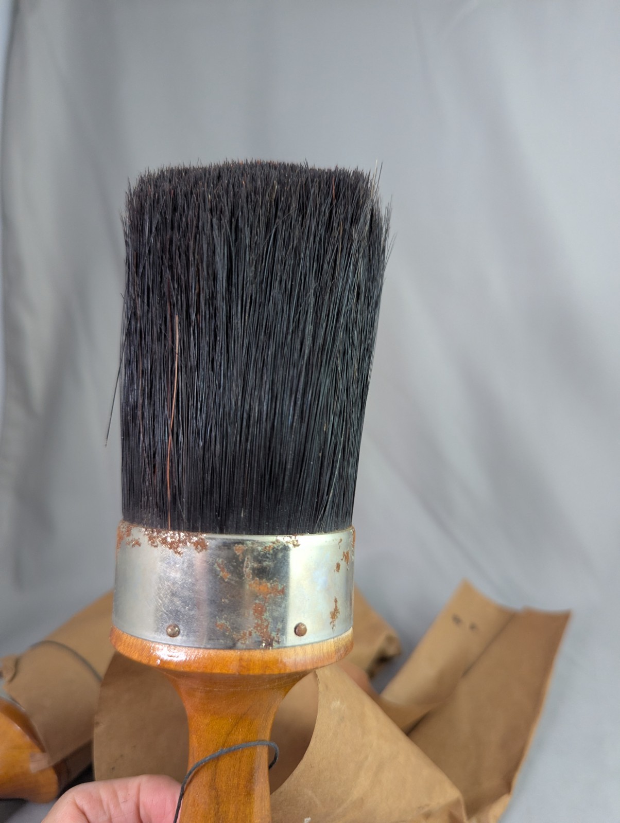 Vintage Large Horsehair Round Paintbrush Stencil Wood Handle 10-0 350 Unused