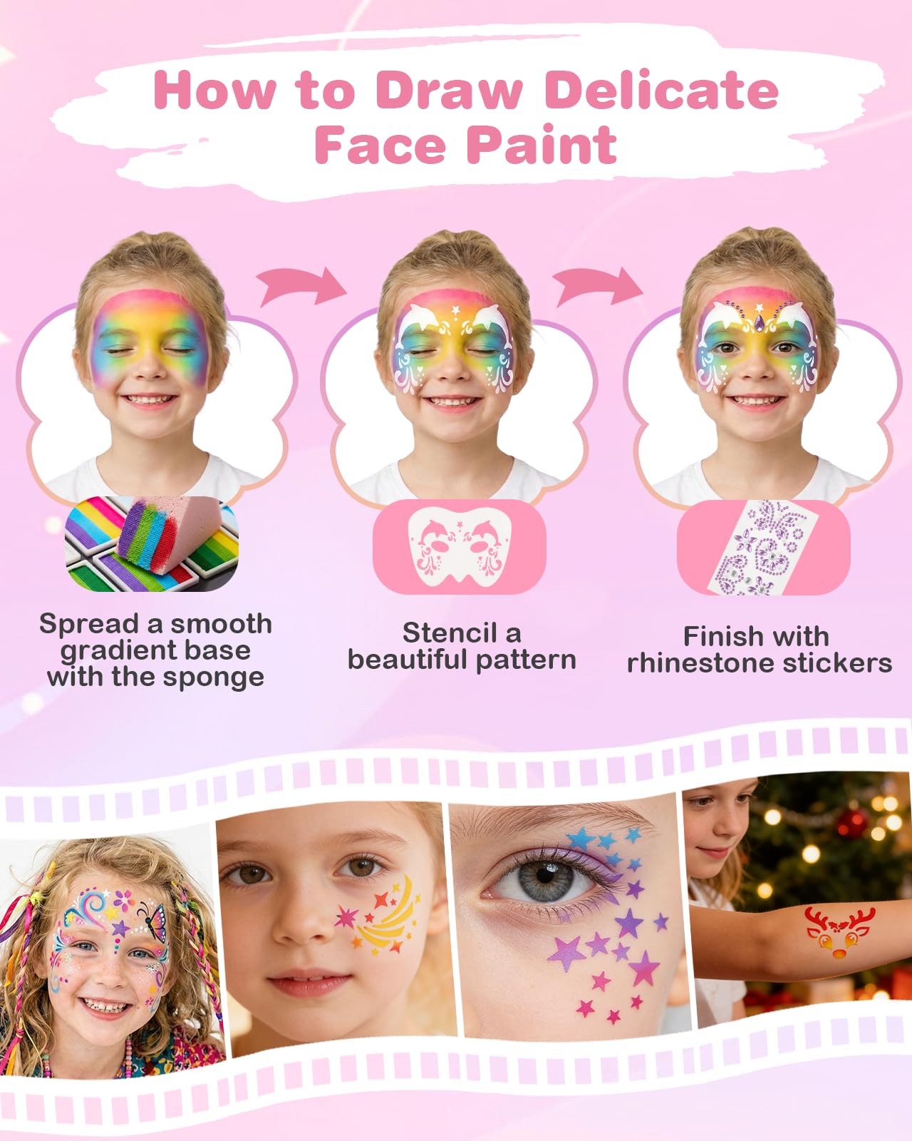 Lictin Face Painting Kit for Kids & Adults – 12x10g Split 39 colors