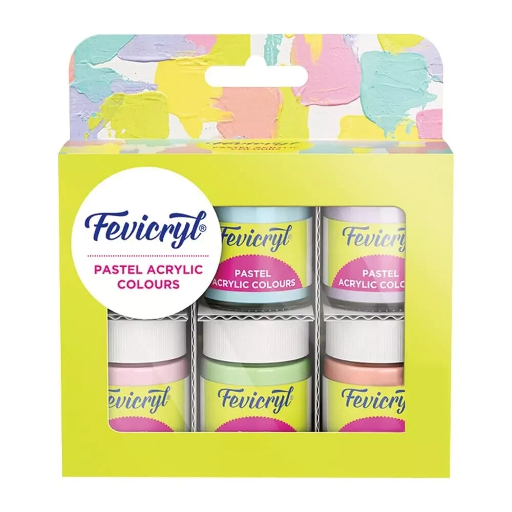 Fevicryl Acrylic Colors Pastel Kit of 6 Colors x 15 ml DIY Paints Free USA Ship