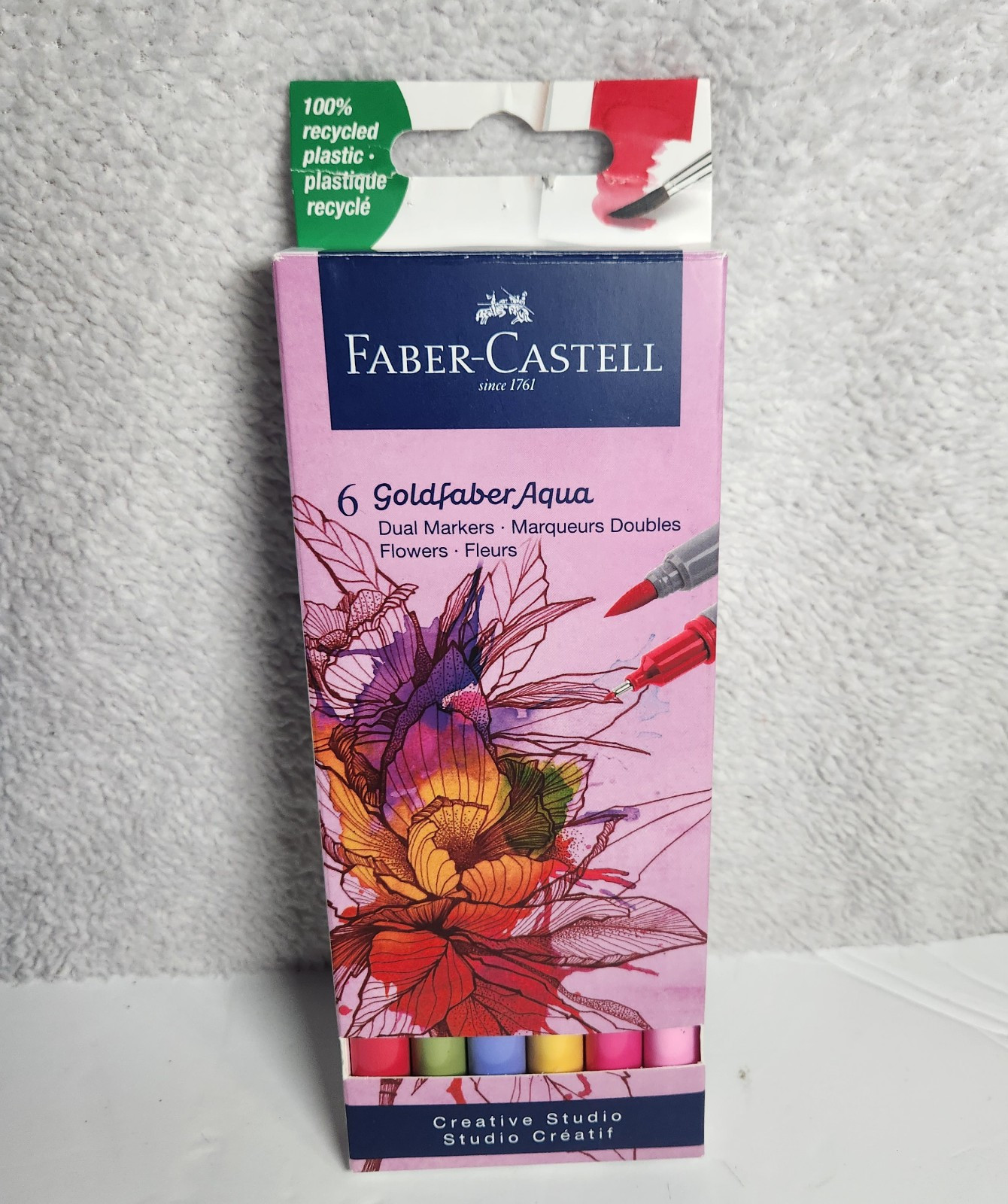 Faber-Castell Goldfaber Aqua Dual Tip Marker Pens 6pcs – Flowers BRAND NEW