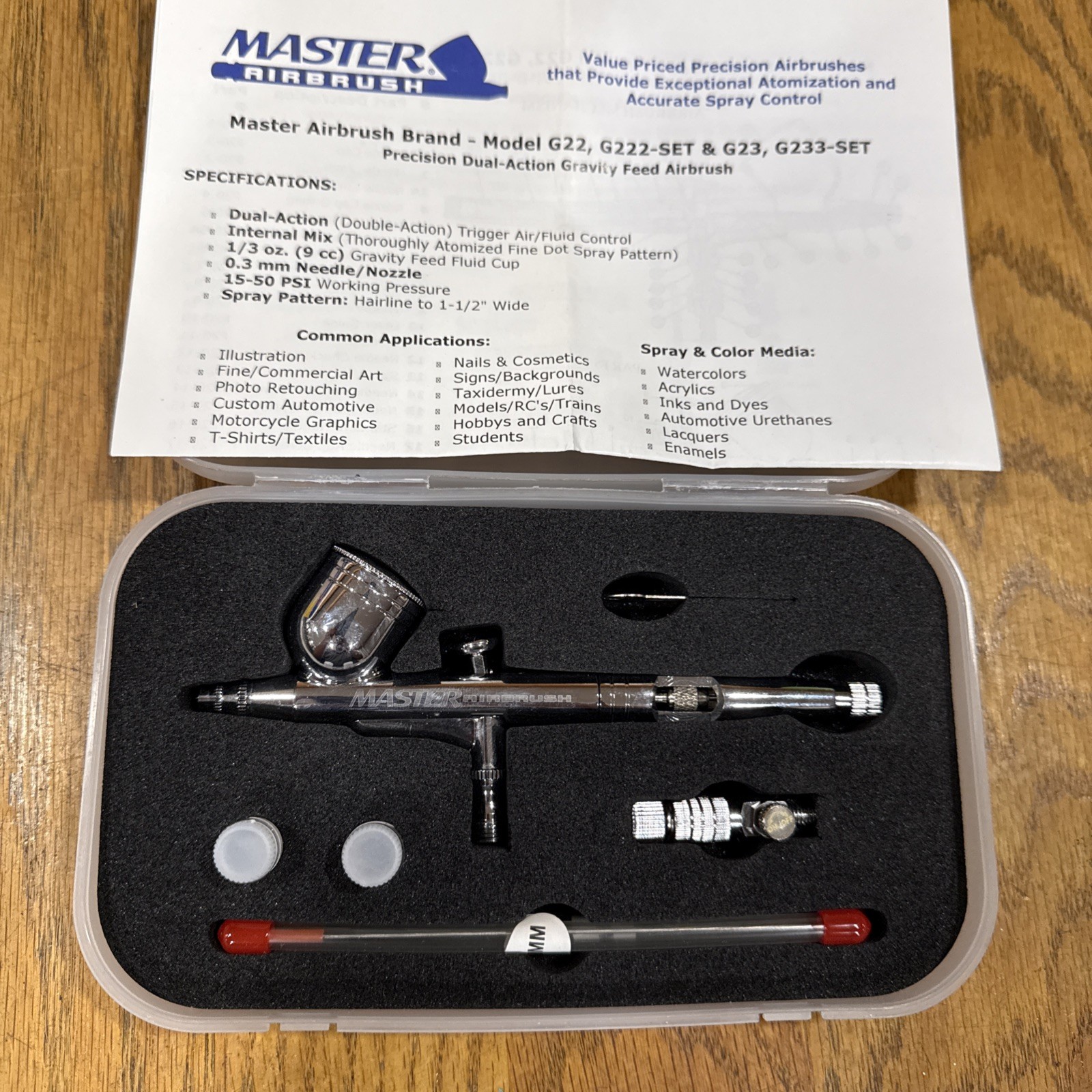 Brand New Master Airbrush G233 Gravity Feed Dual Action Airbrush