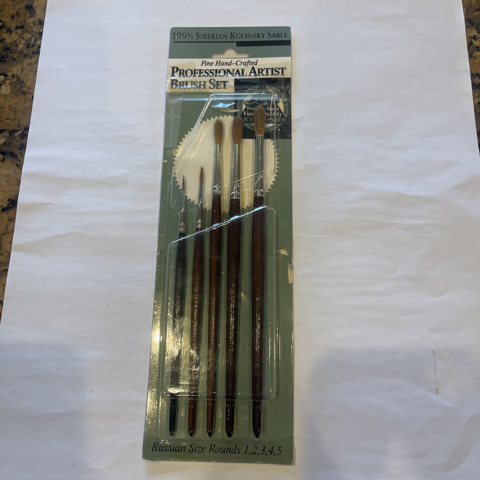 Yarka Kolinsky Sable Artist Brush Set Of 5 Sizes 1,2,3,4,5