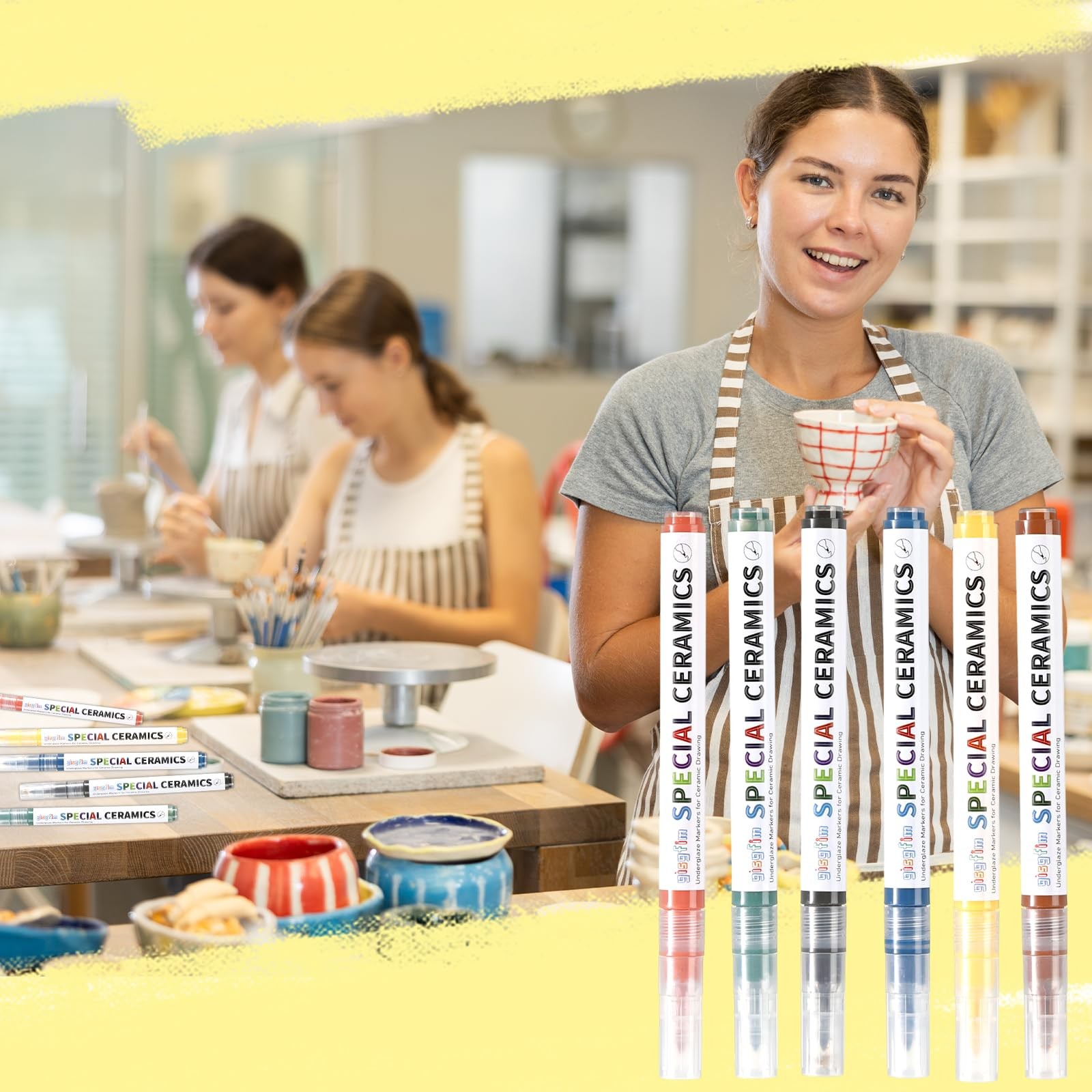 6 Pcs Underglaze Colored Pen Sets for Ceramics Porcelain Pottery Diy