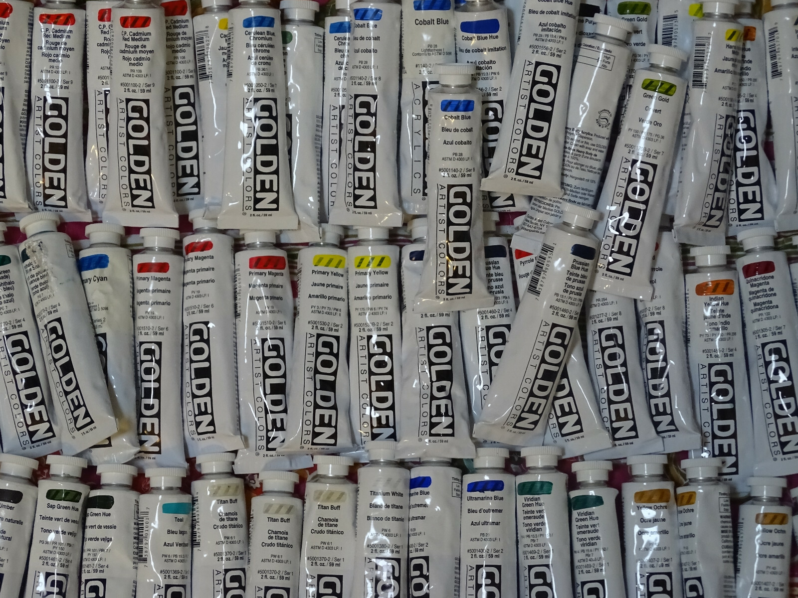 Golden Heavy Body Artists’ Acrylic Paint, 2 oz, flat rate shipping, 100 colors