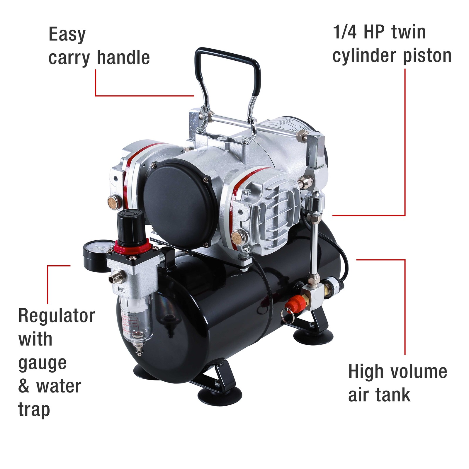 PRO Powerful Twin Cylinder Piston AIRBRUSH AIR COMPRESSOR w/ TANK Hobby T Shirt