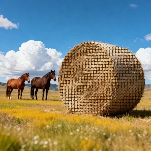 Round Bale Hay Net, 5.91 x 5.91 x 5.91 ft, 1.65 inch Holes, PE Material, Kno…