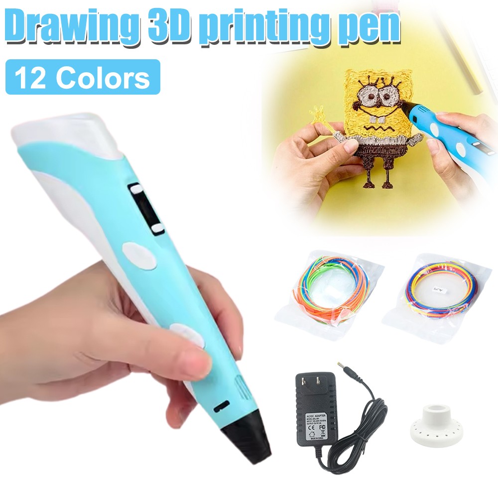 3D Printing Pen Set 3D Drawing Pen with Led Display 12 Color Filament Kid AOE