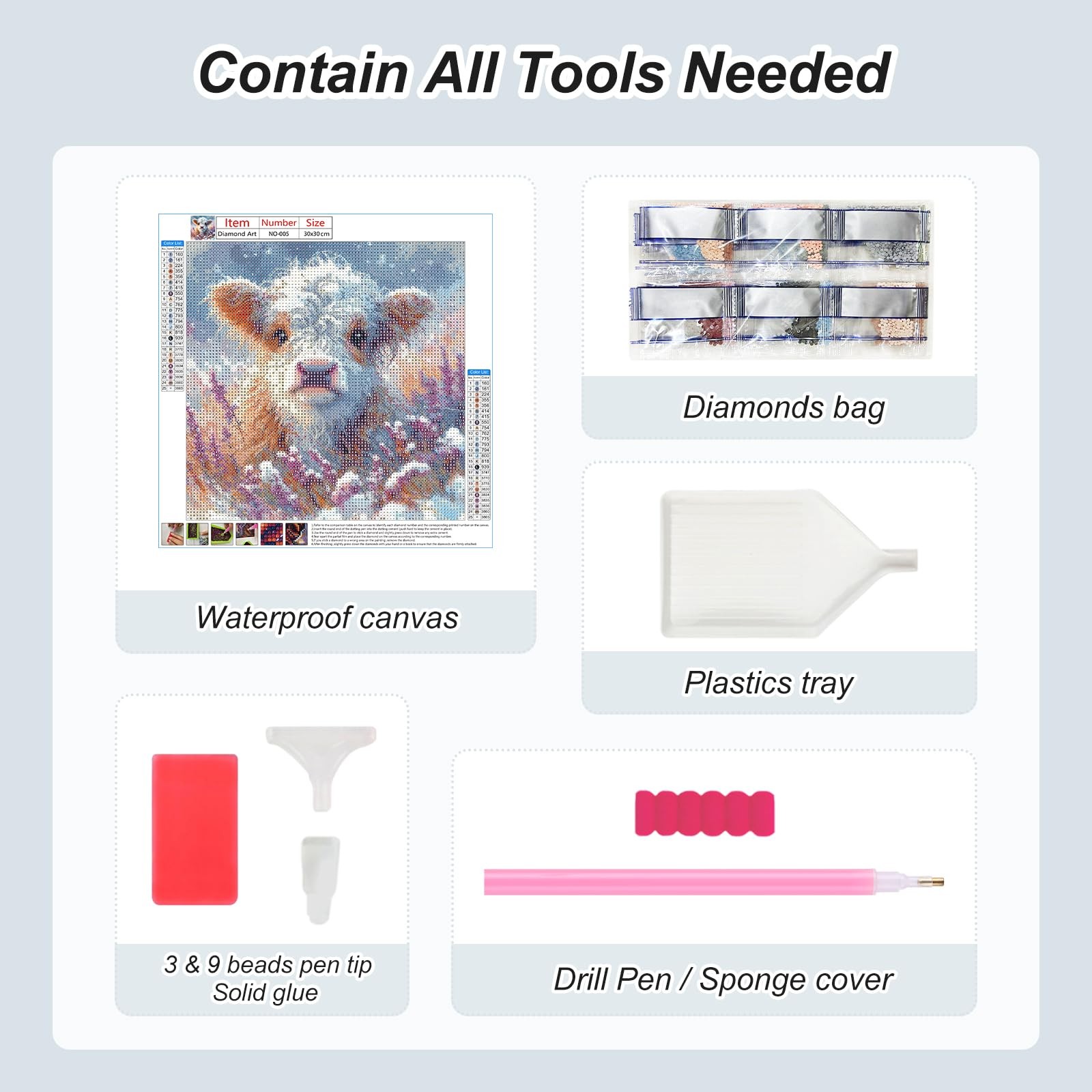 Cow Diamond Art Kits for Adults – Round Diamond Dots Painting Kit, 5D Full Drill