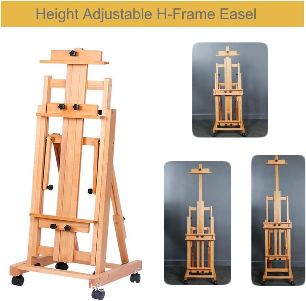 Painters H-Frame Wooden Easel Adjustable Artist Floor Easel Stand Up to 87in