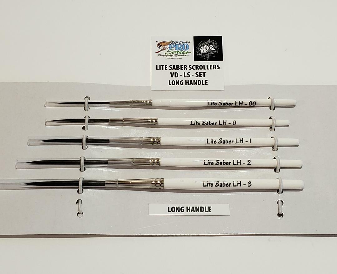 5 BRUSH set of PREMIUM “Pro” L.H. Scrolling Pinstriping Detail Brushes PROS KNOW